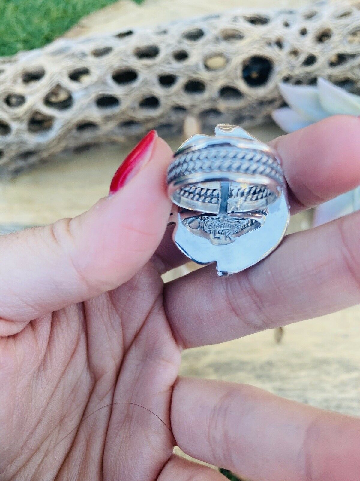 Handcrafted Royston Turquoise & Sterling Silver Ring Size 6.5