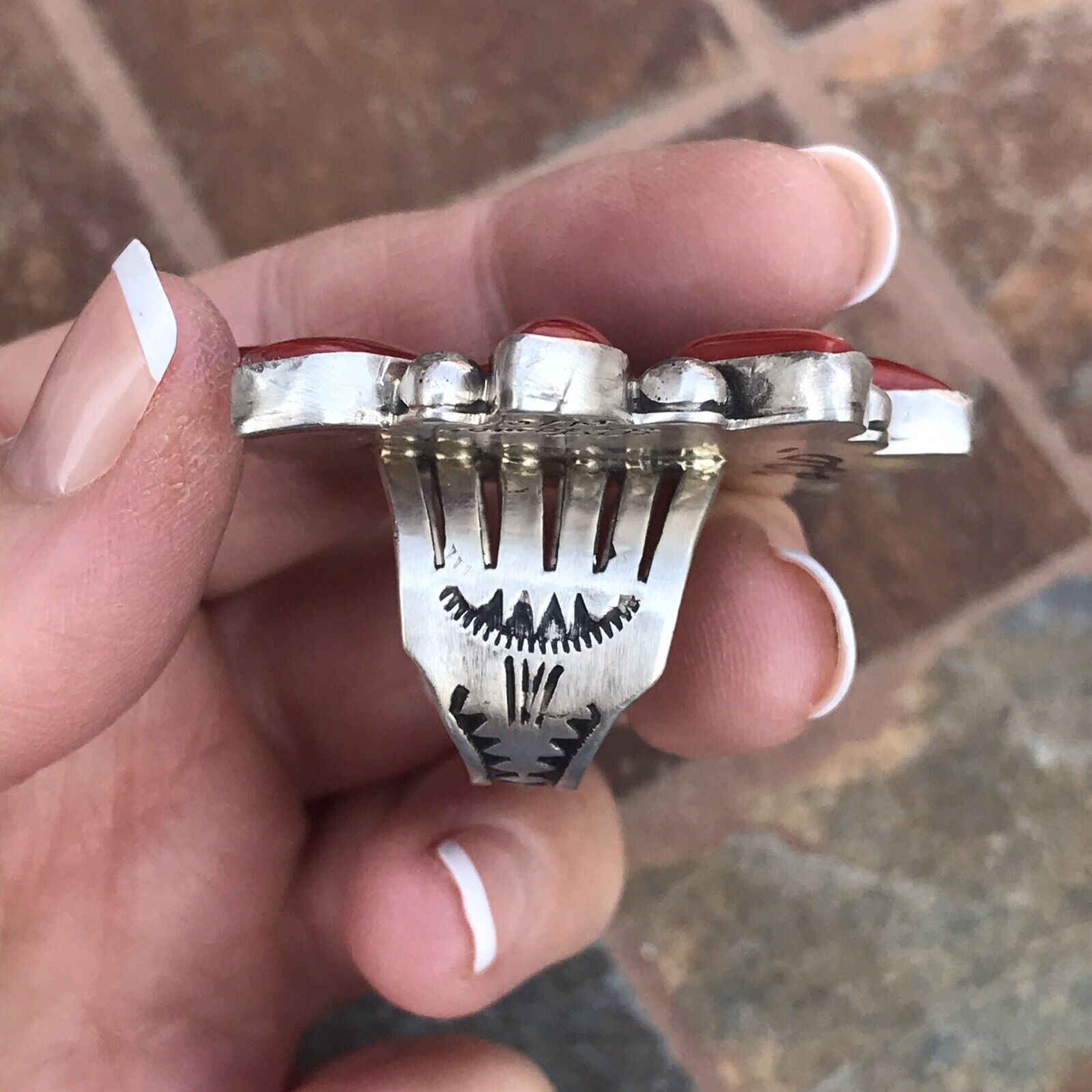 Handcrafted Sterling Silver Natural Red Coral Cluster Ring Lorenzo James