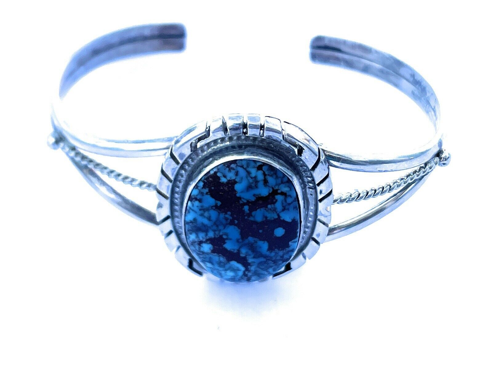 Handcrafted Kingman Web Turquoise & Sterling Silver Cuff Bracelet
