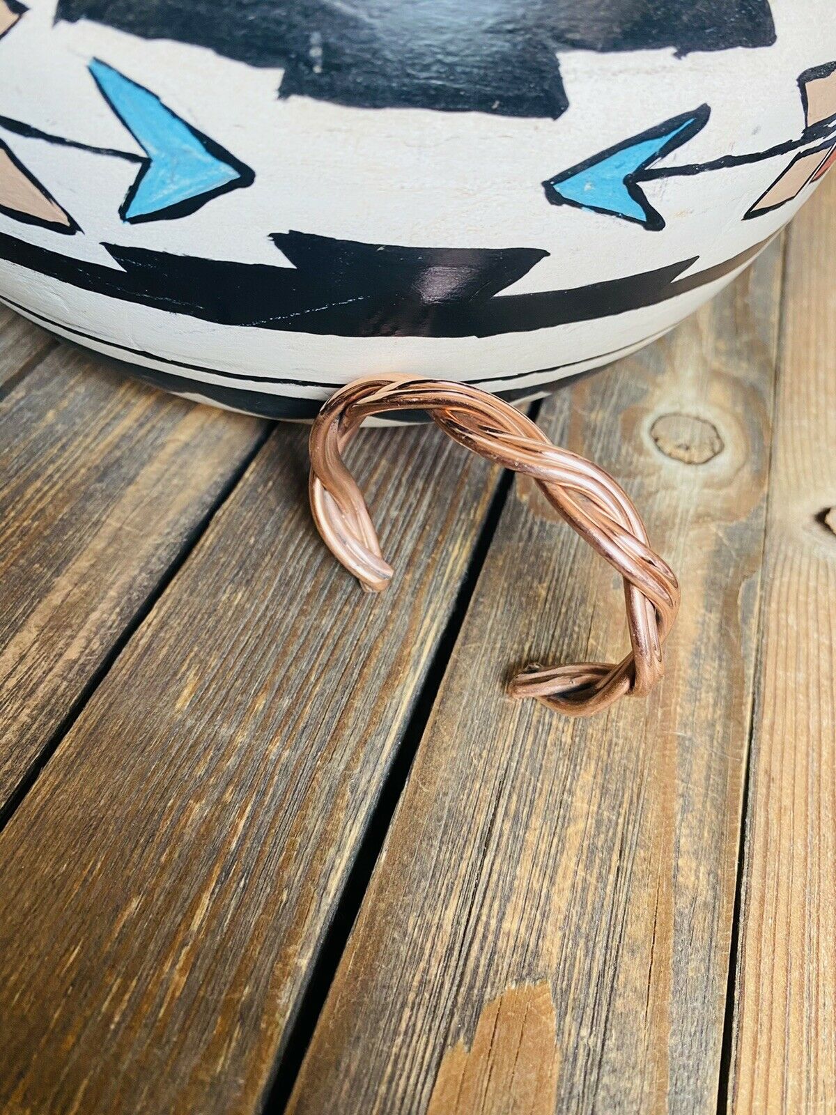 Handcrafted Copper Over Sterling Hand Twisted Cuff Bracelet