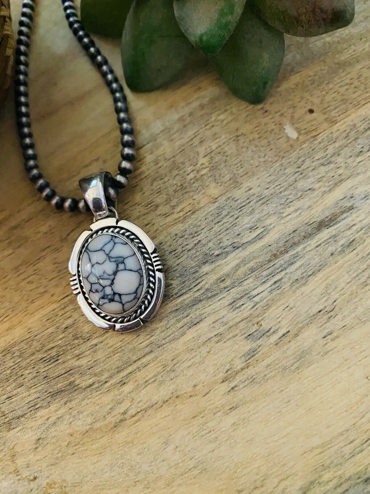 Handcrafted Sterling Silver & White Gibbsite Pendant