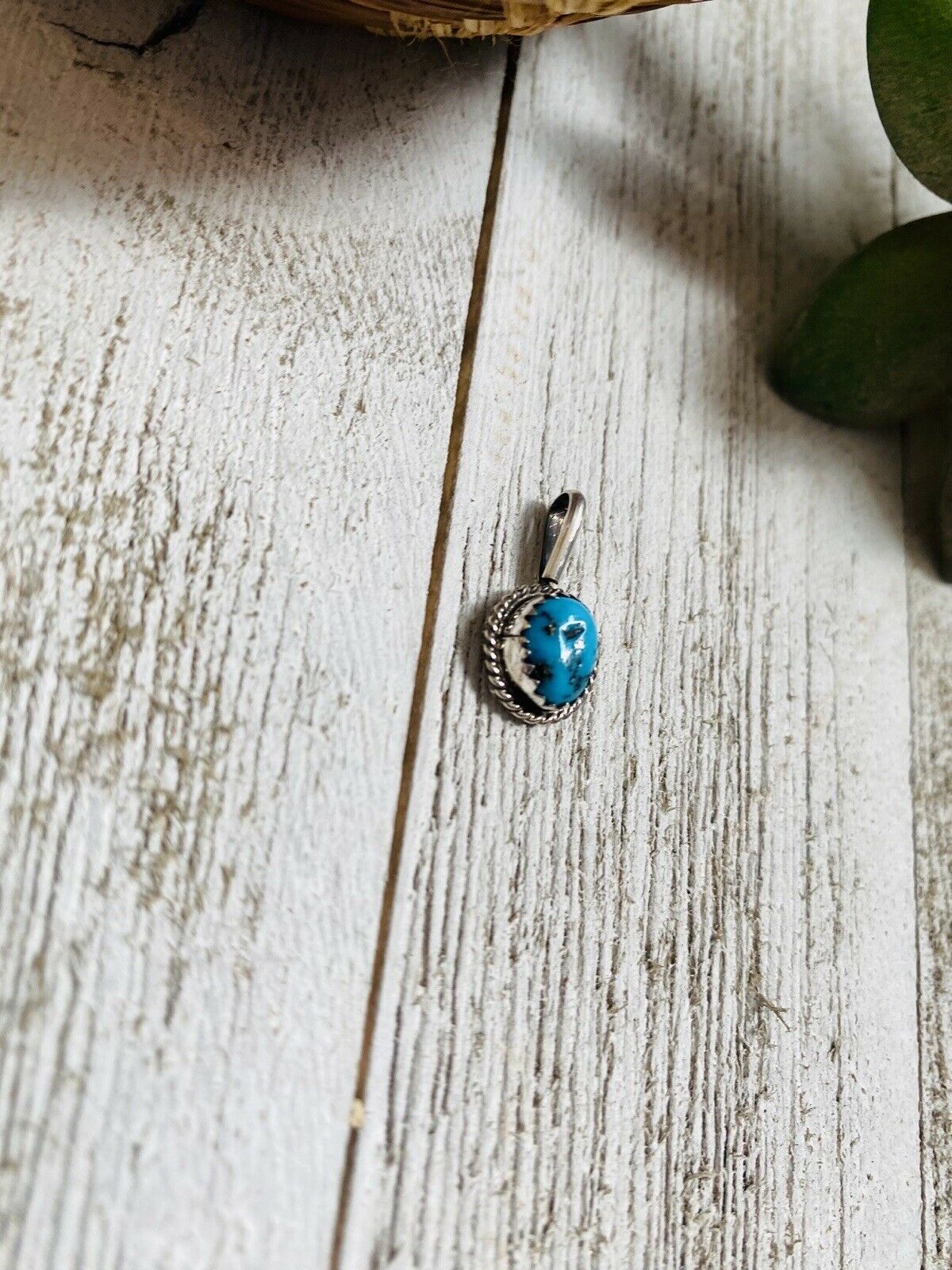 Handcrafted Kingman Turquoise & Sterling Silver Mini Pendant