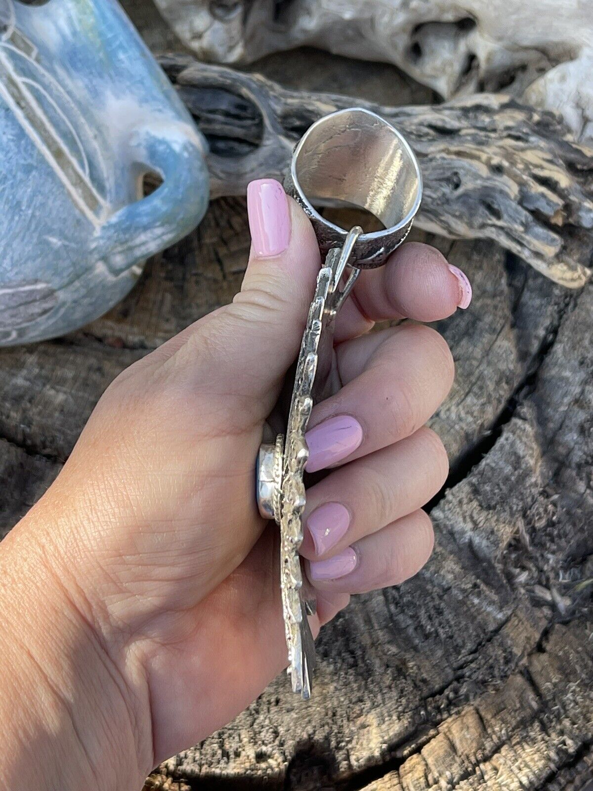 Handcrafted Sterling Silver & Kingman Turquoise Indian Chief Sand Cast Pendant Sign