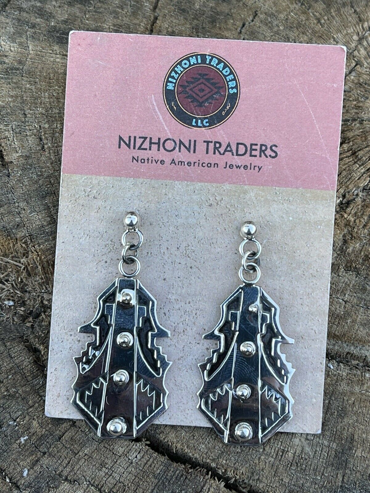 Handcrafted Sterling Silver Southwest Dangle Earrings Signed