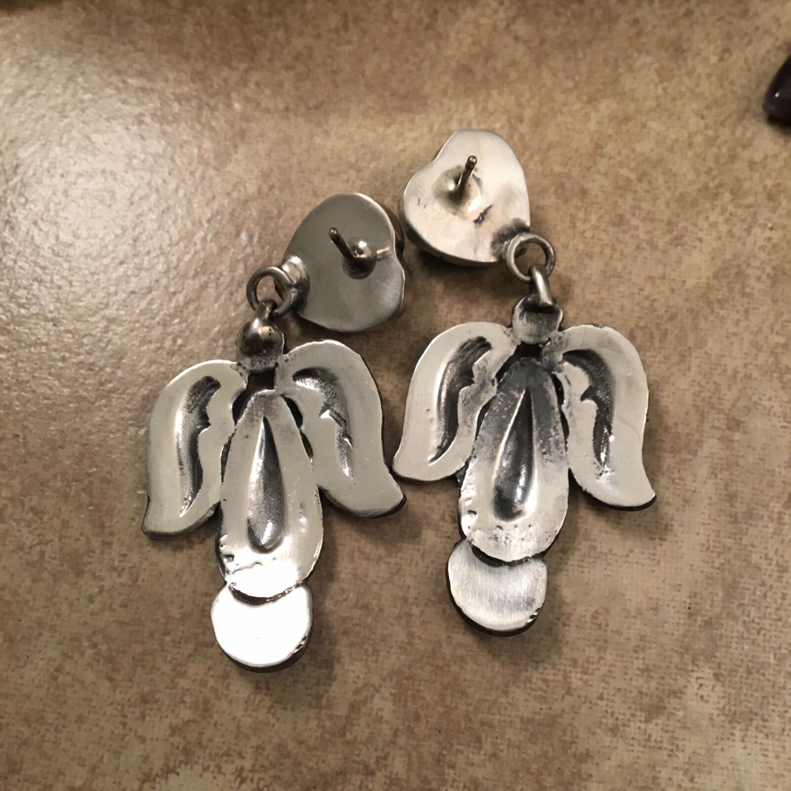 Navajo Sterling Silver Turquoise Dangle Earrings