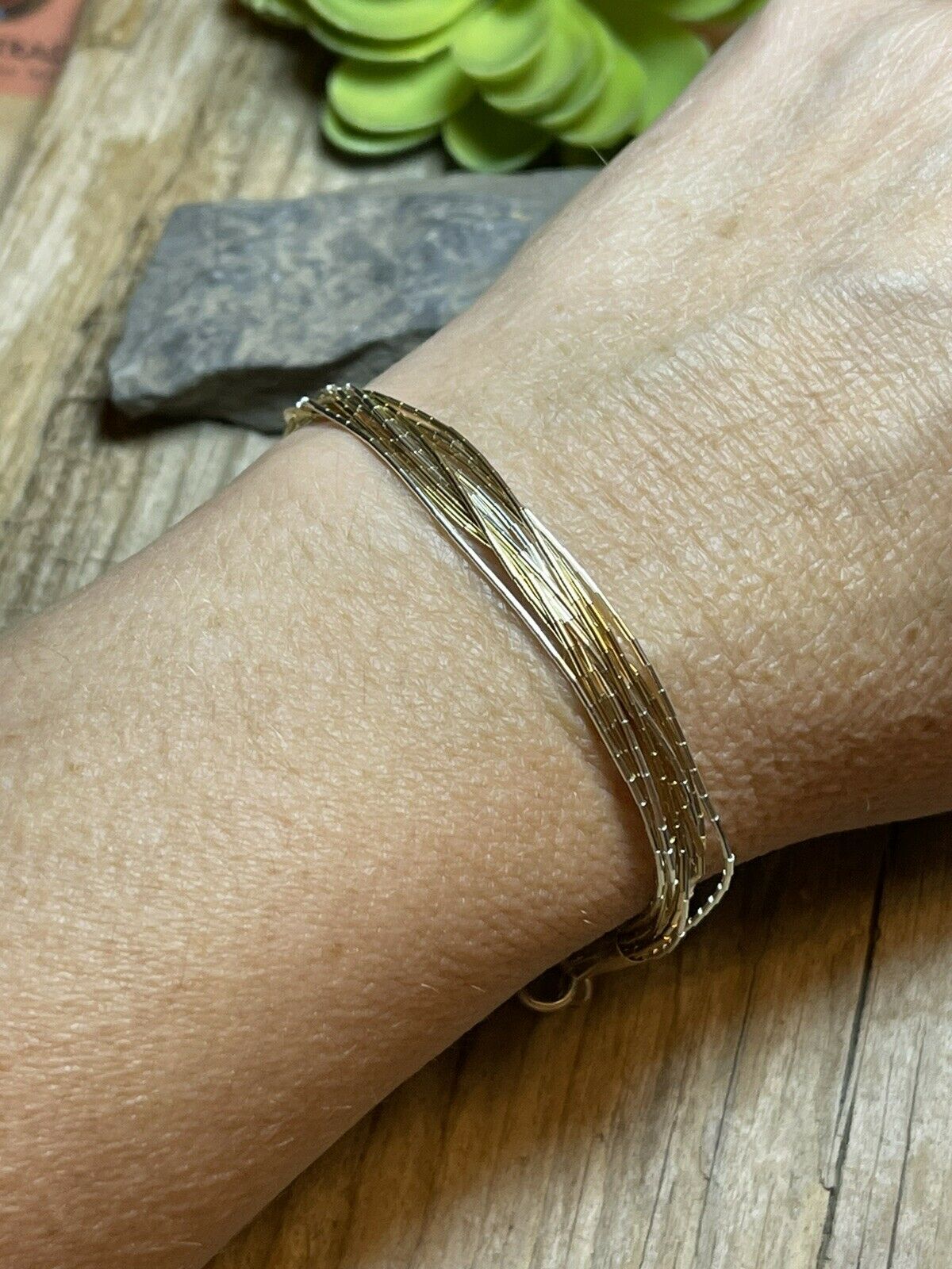 Handcrafted Delicate Liquid Silver Two Tone Bracelet