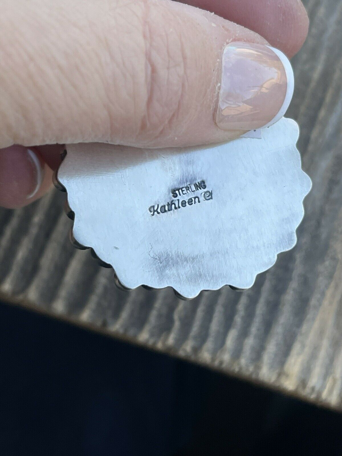 Handcrafted Sterling Kingman Web Turquoise & Red Coral Taos Pendant Kathleen Chavez