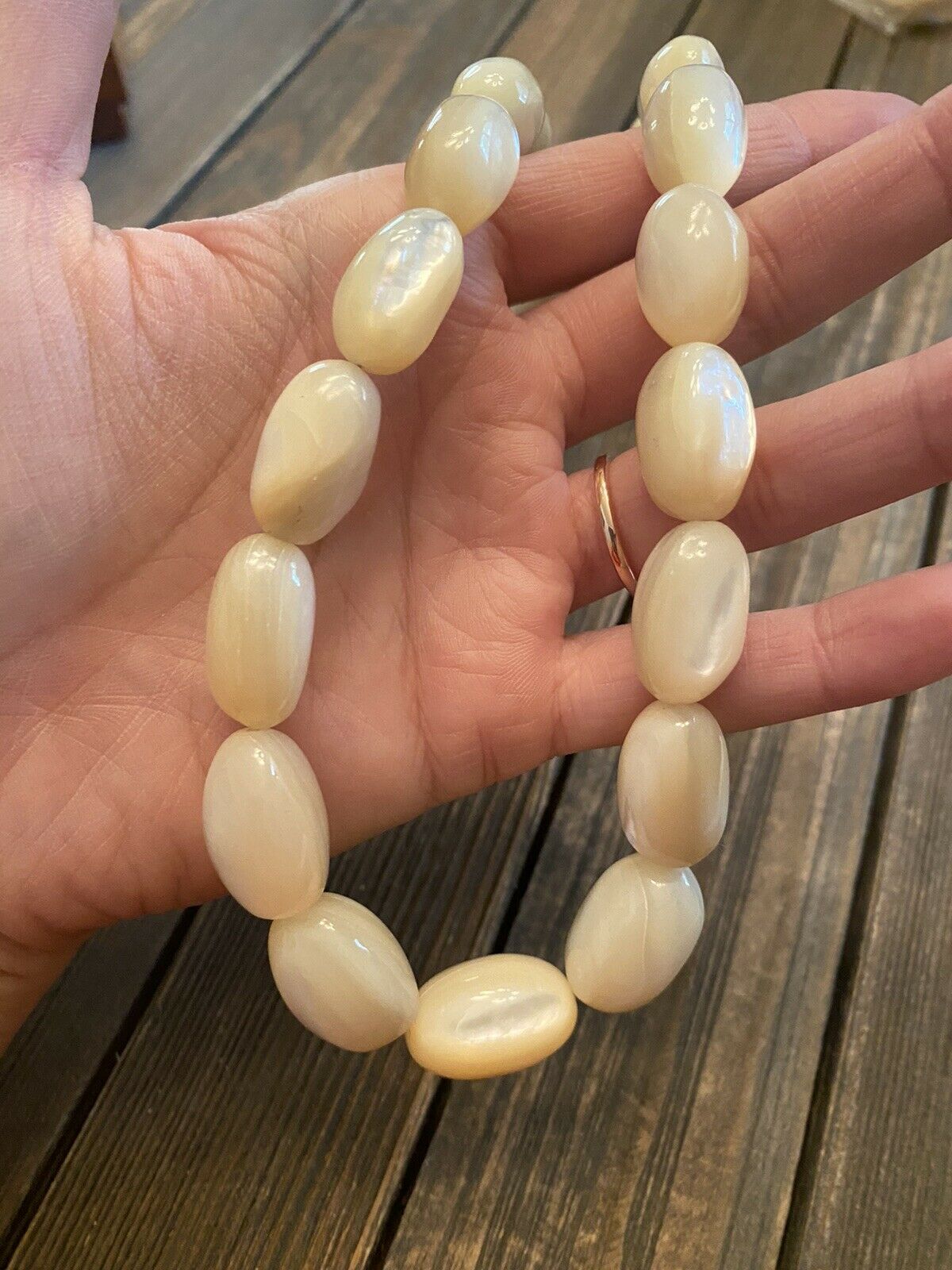 Handcrafted Mother Of Pearl & Sterling Silver Beaded Necklace