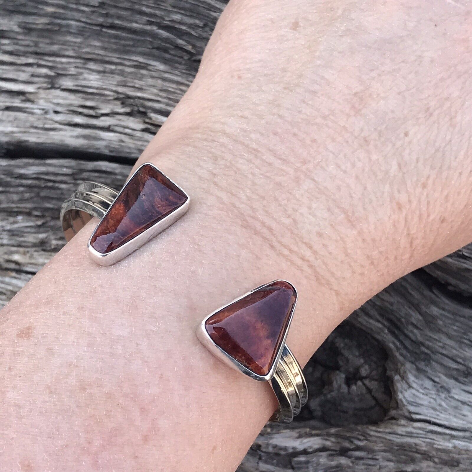 Navajo Spiny Oyster & Sterling Silver Bracelet Cuff Signed