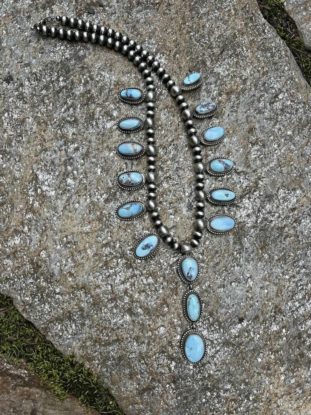 Handcrafted Stunning Golden Hill Turquoise Necklace By Kee J Signed