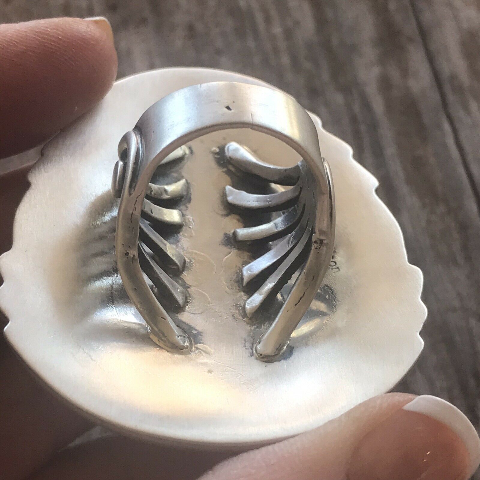 Handcrafted Sterling Silver Natural Red Coral Ring Sz 7