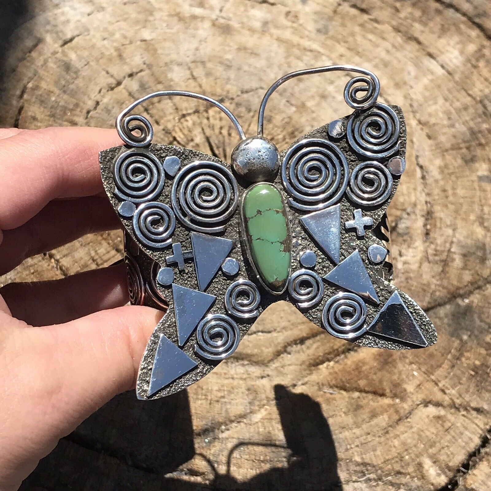 Sterling Turquoise Butterfly Bracelet Cuff By Alex Sanchez /