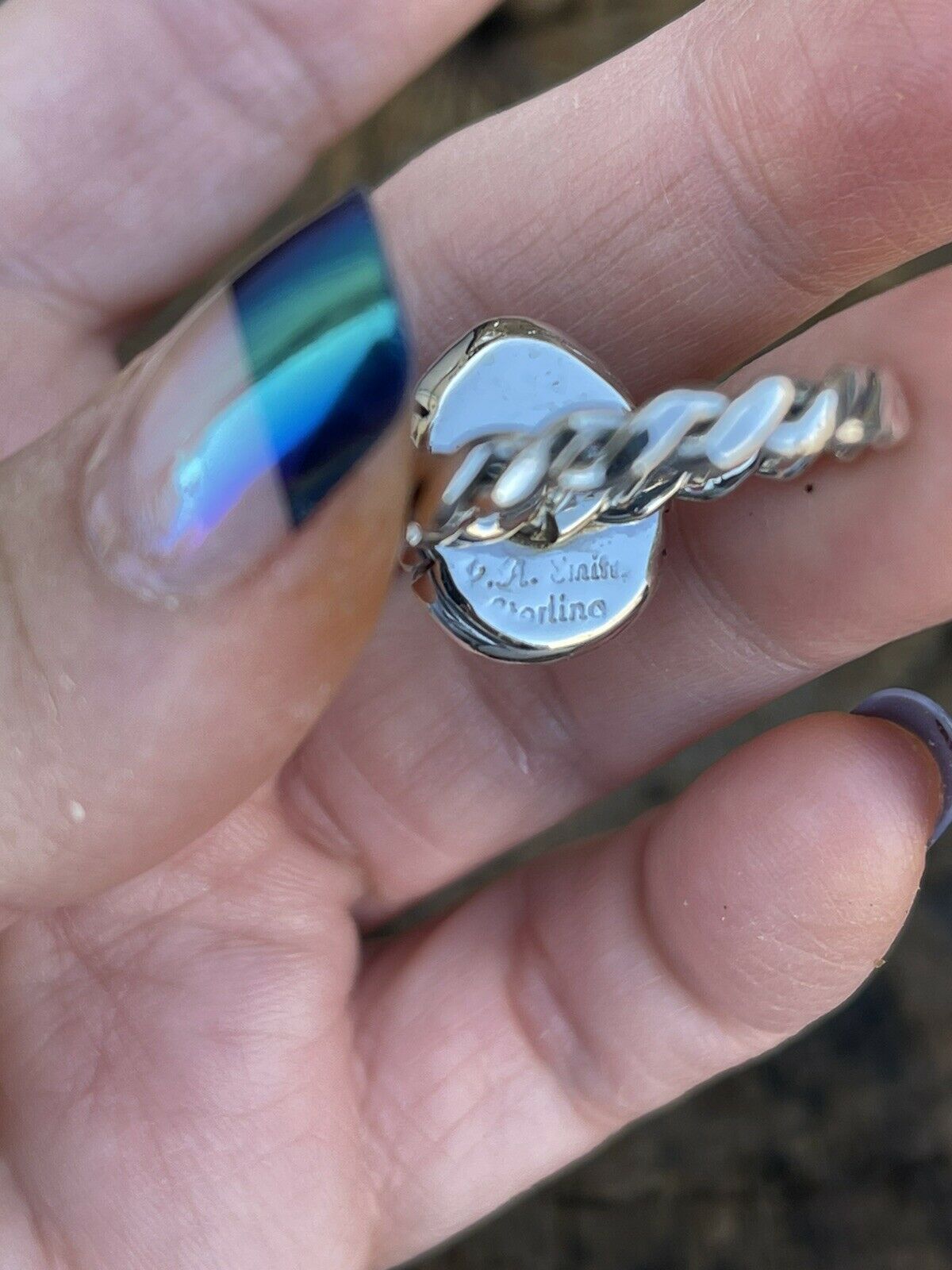 Handcrafted Sterling Silver Kingman Turquoise Rope Ring