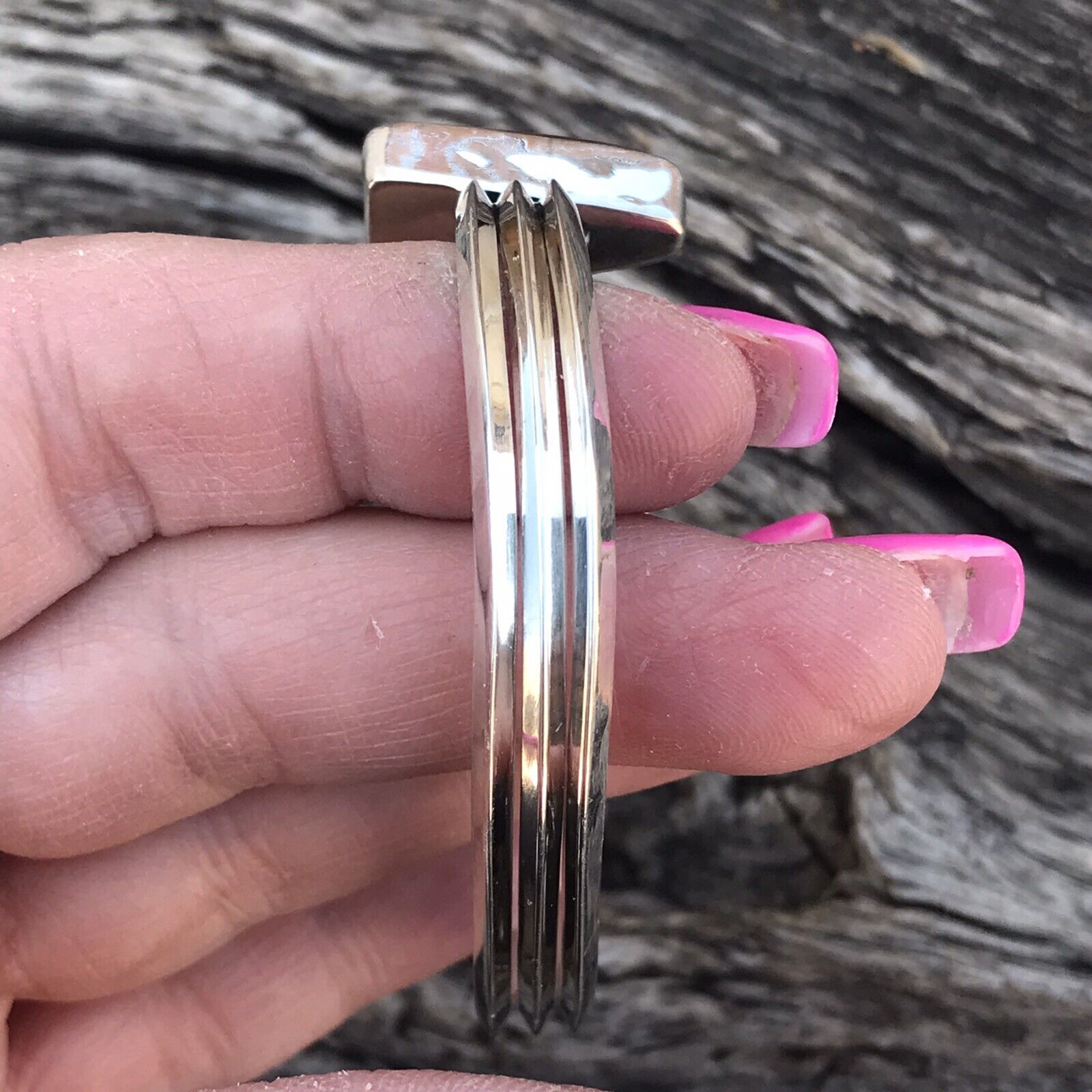 Navajo Spiny Oyster & Sterling Silver Bracelet Cuff Signed