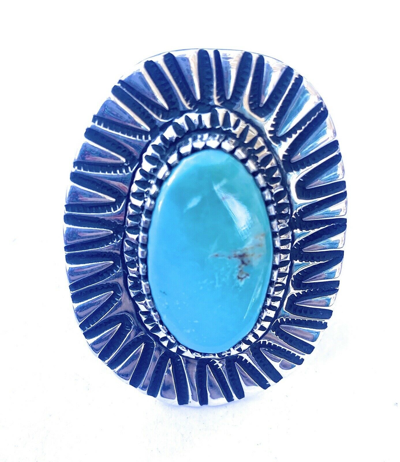 Handcrafted Royston Turquoise & Sterling Silver Ring Size 10