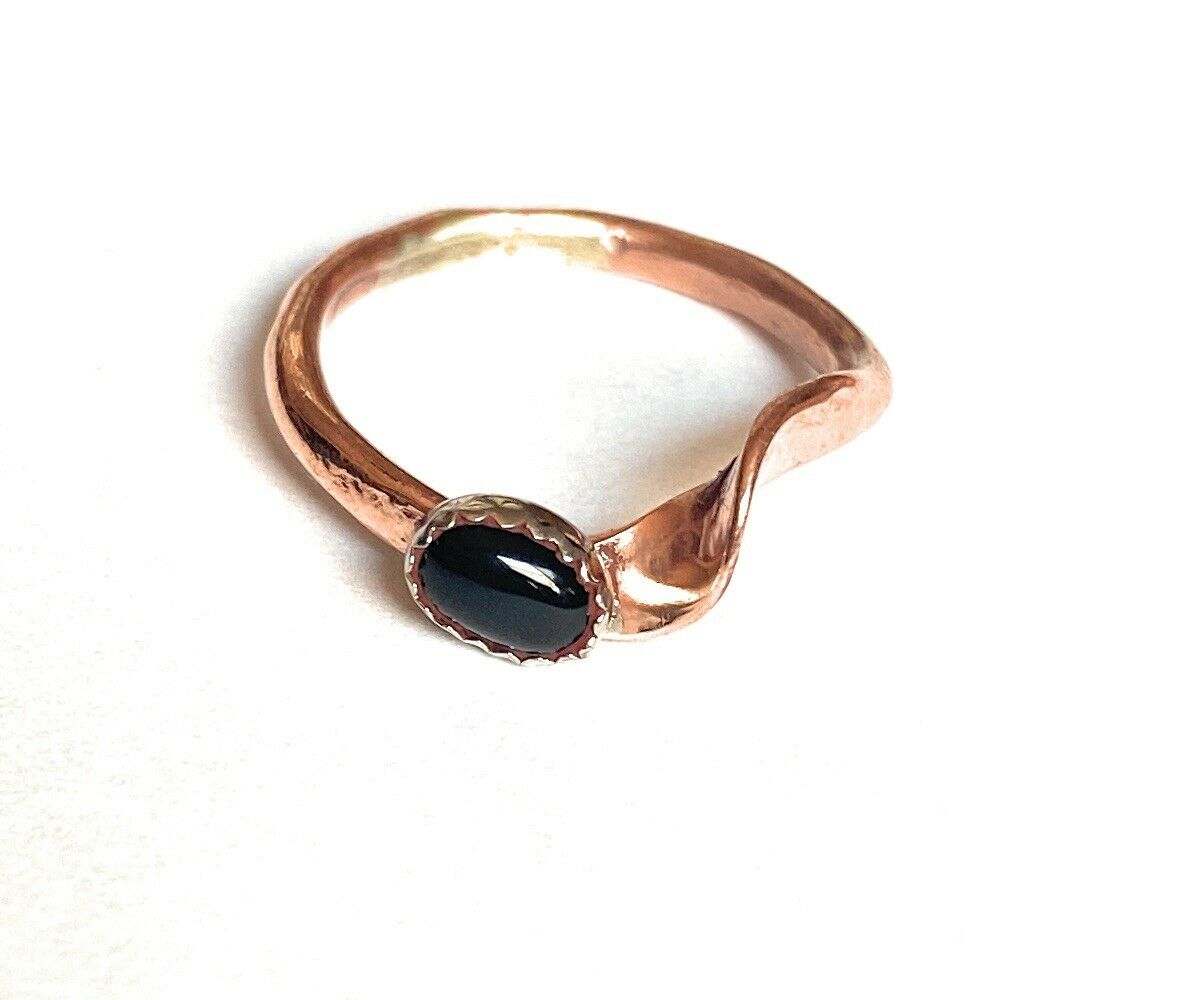 Handcrafted Copper Over Sterling Onyx Ring