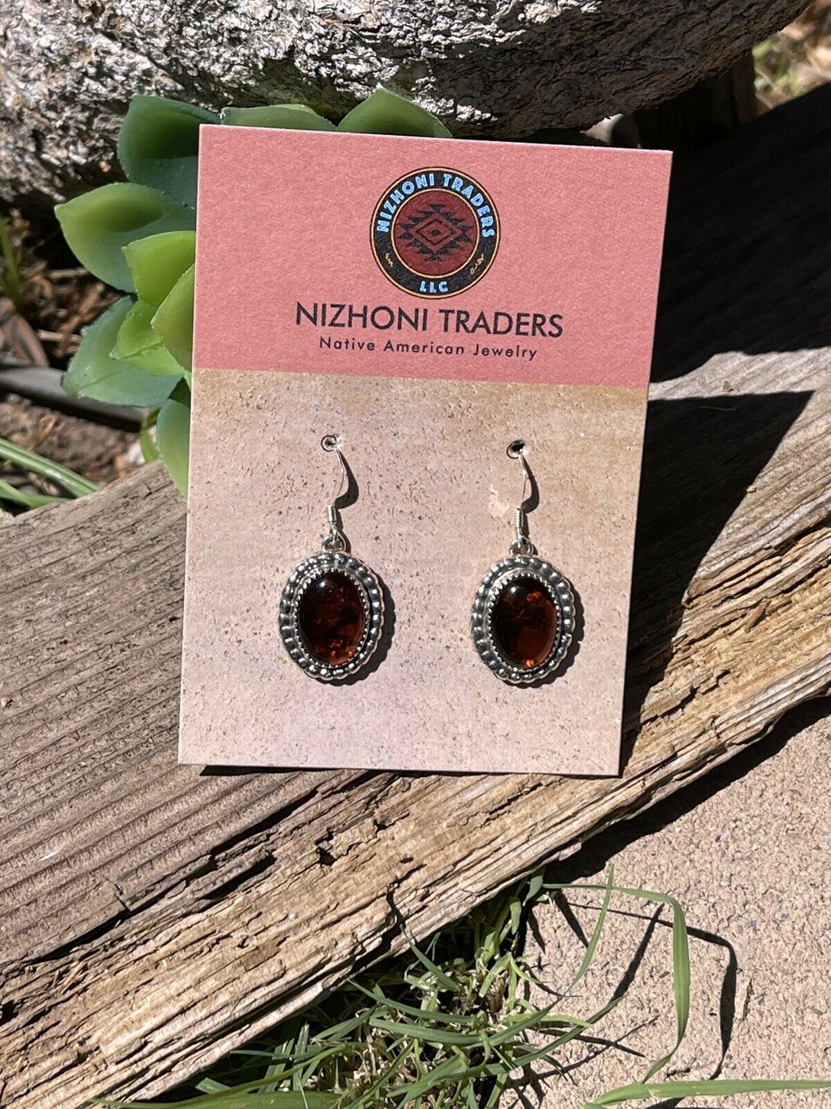 Handcrafted Sterling Silver and Bead Dot Style Amber Dangle Earrings