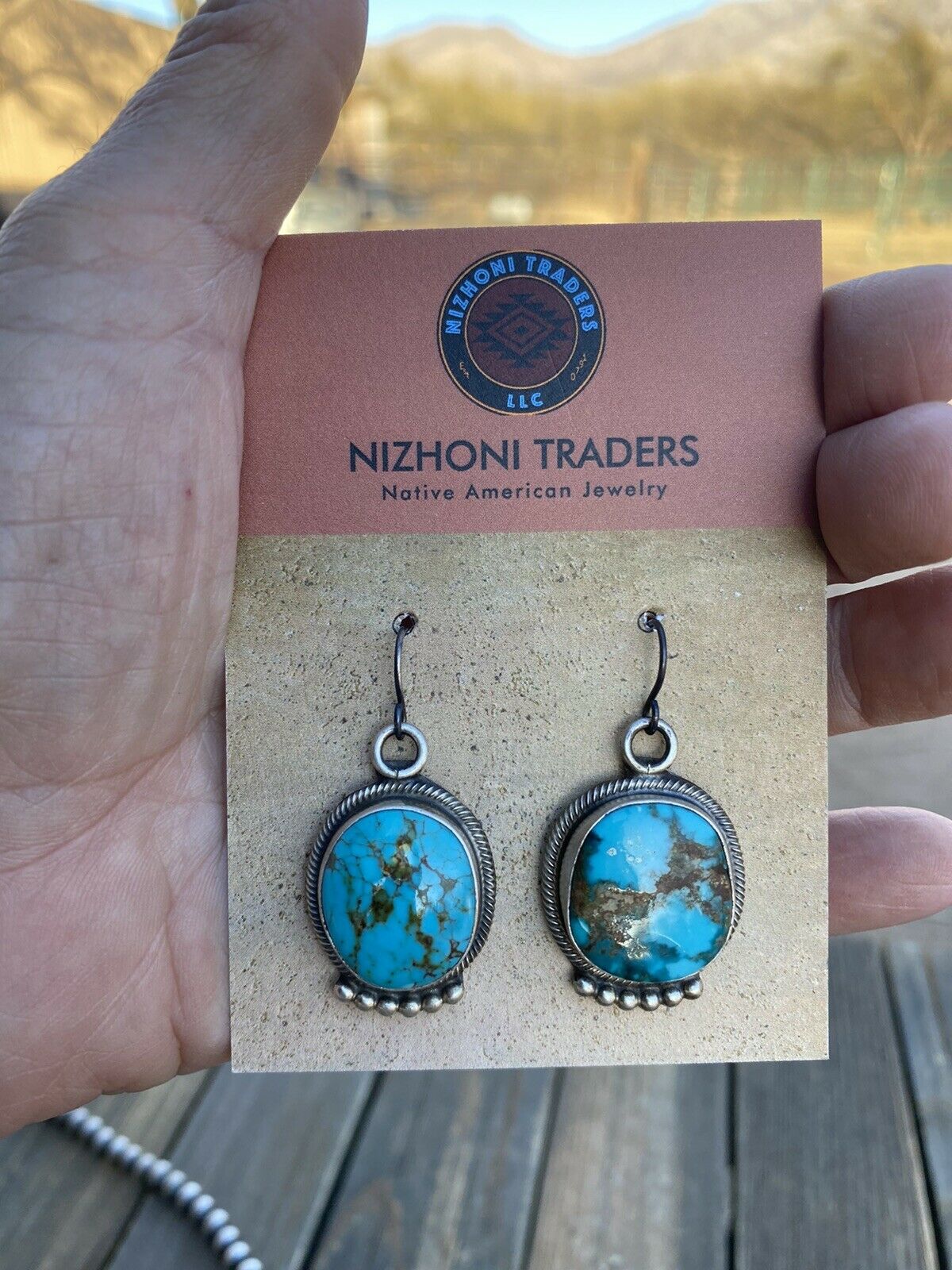 Handcrafted Sterling Silver Royston Turquoise Necklace & Earring Set