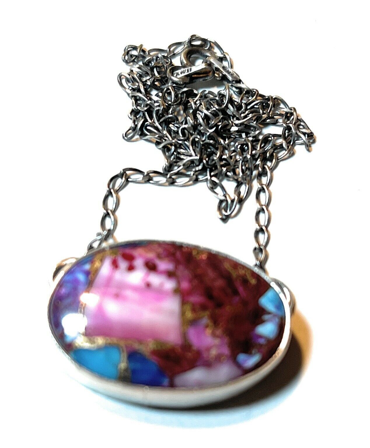 Sterling Silver & Pink Dream Mojave Oval Necklace