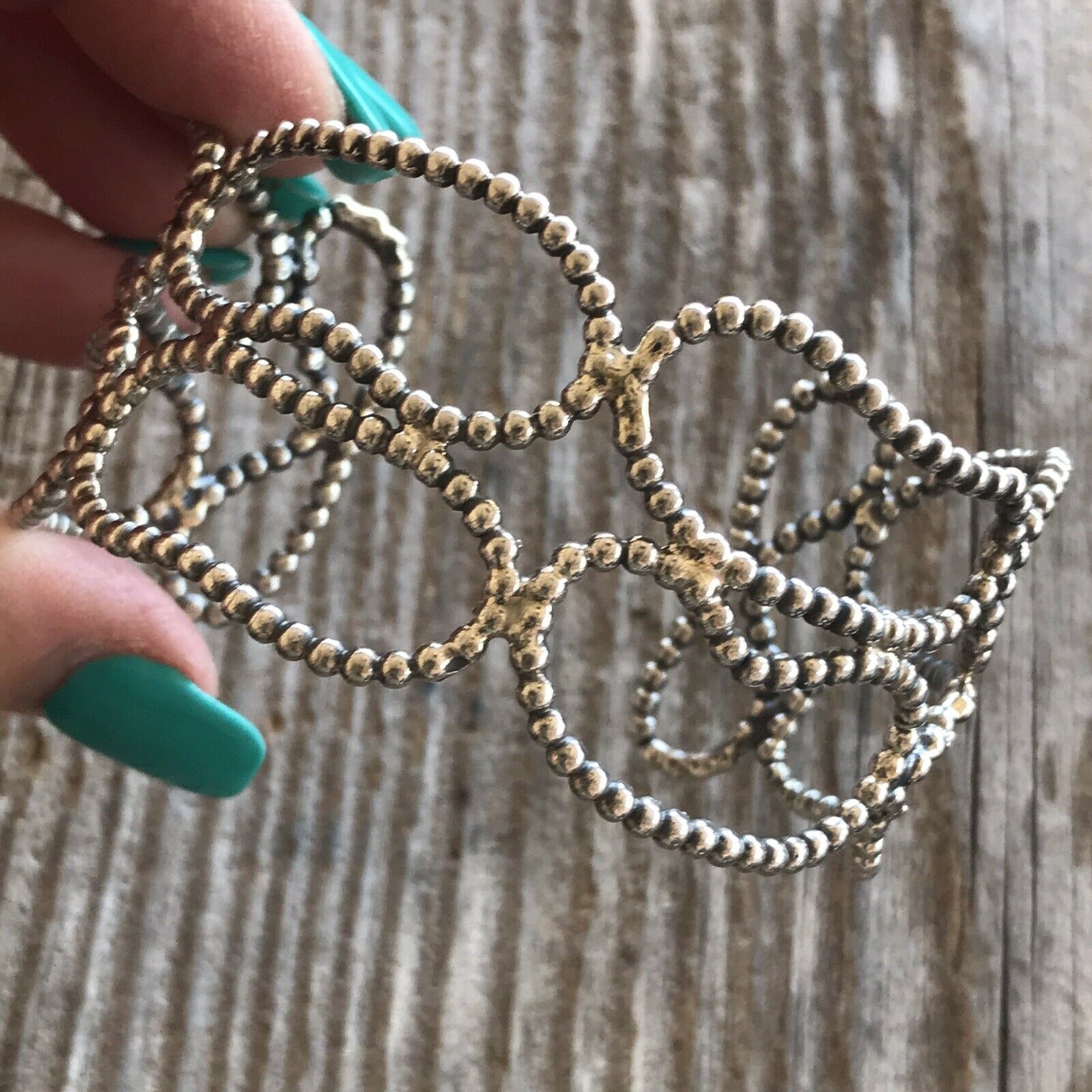 Handcrafted Bead Sterling Silver Bracelet Cuff