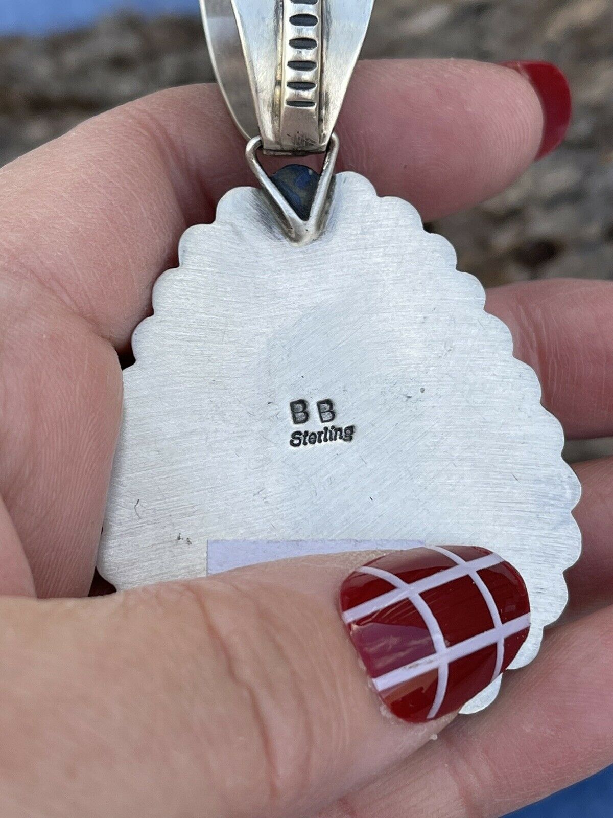 Navajo Number 8 Turquoise & Sterling Silver Jumbo Pendant Signed