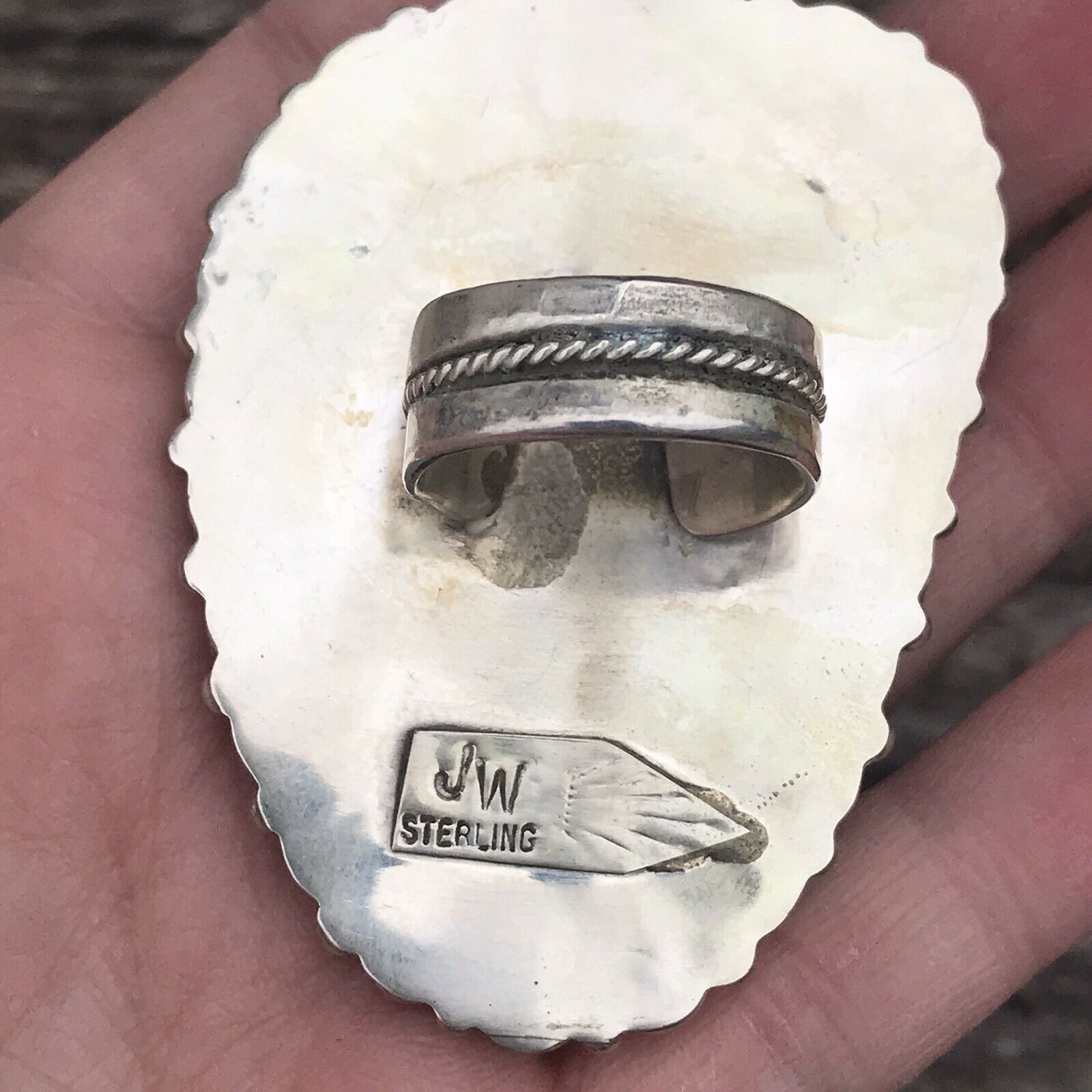 Handcrafted Sterling Silver, Turquoise & Orange Spiny Oyster Ring Sz 8