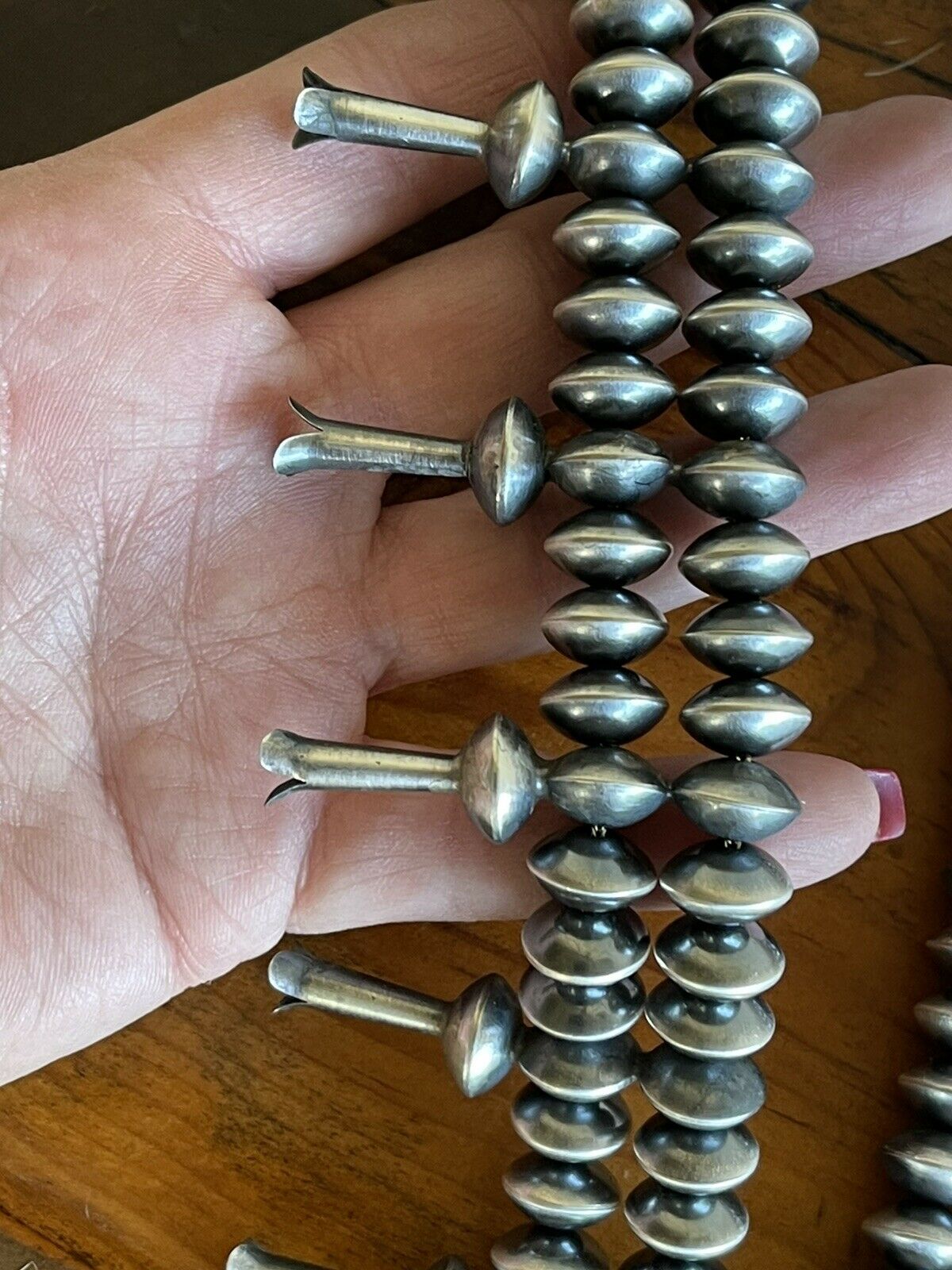 Handcrafted Sterling Silver Squash Naja Blossom Necklace Ruby Haley