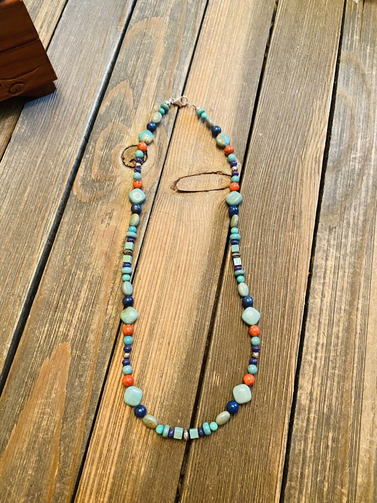 Sterling Silver & Multi Stone Beaded Necklace