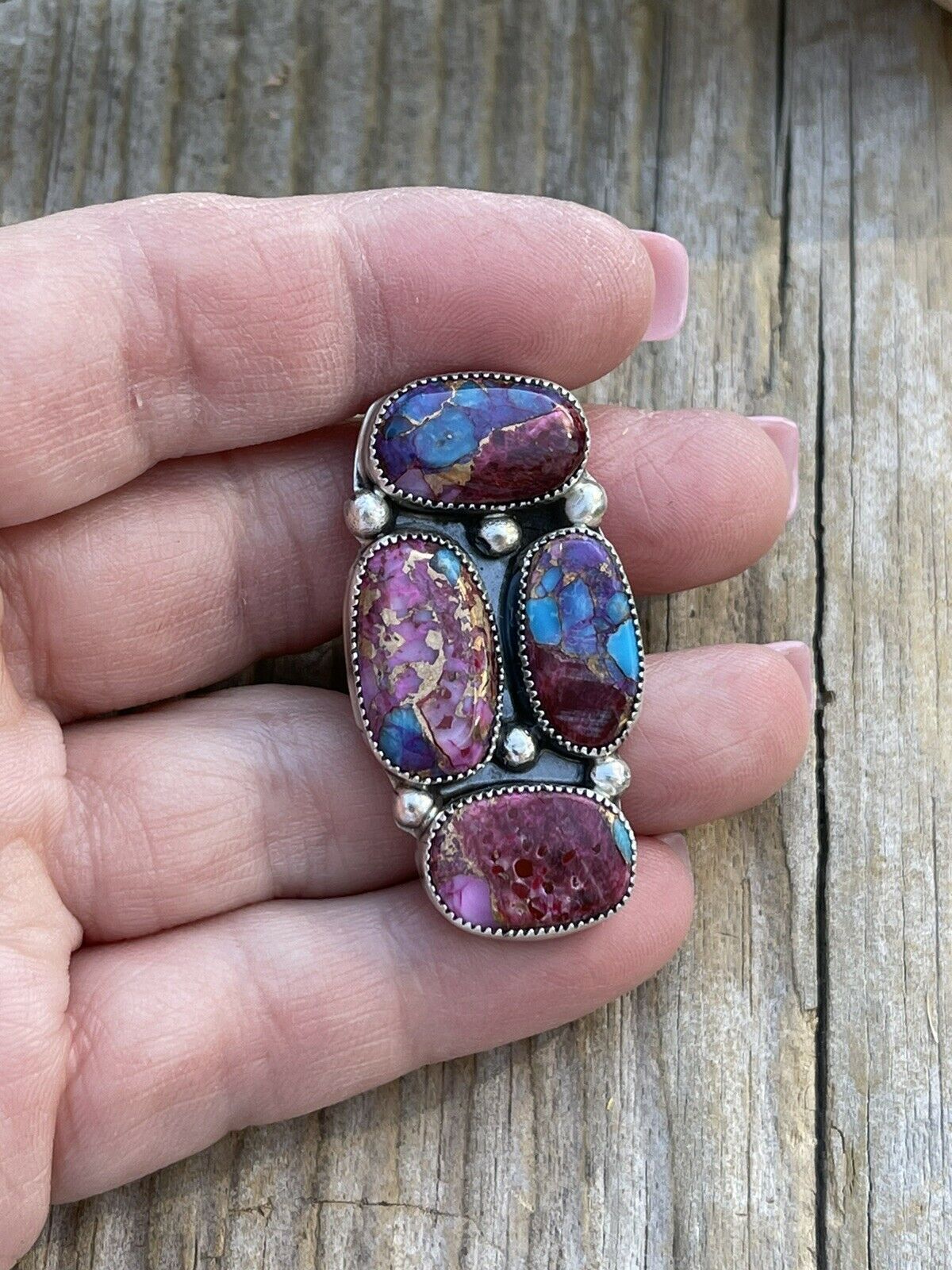 Handcrafted 4 stone Pink Dream Mohave & Sterling Silver Ring Size 6