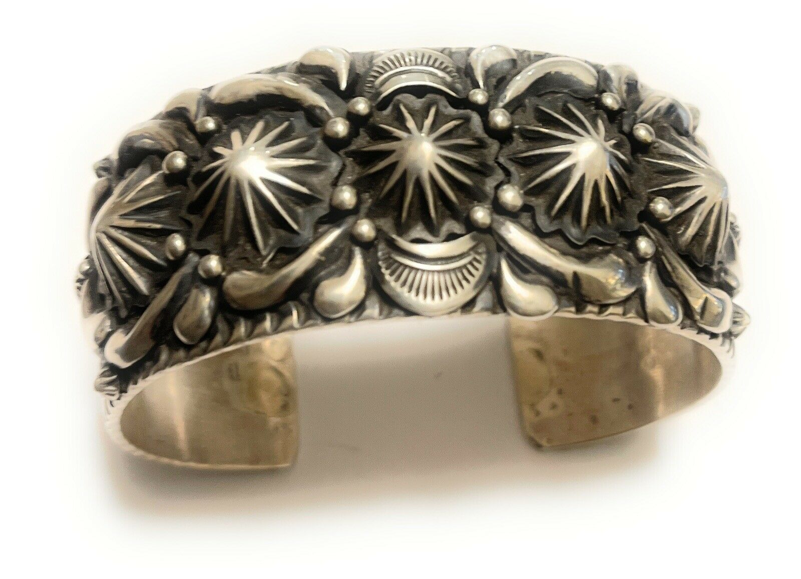 Handcrafted Becenti Southwest Sterling Silver Concho Cuff Bracelet