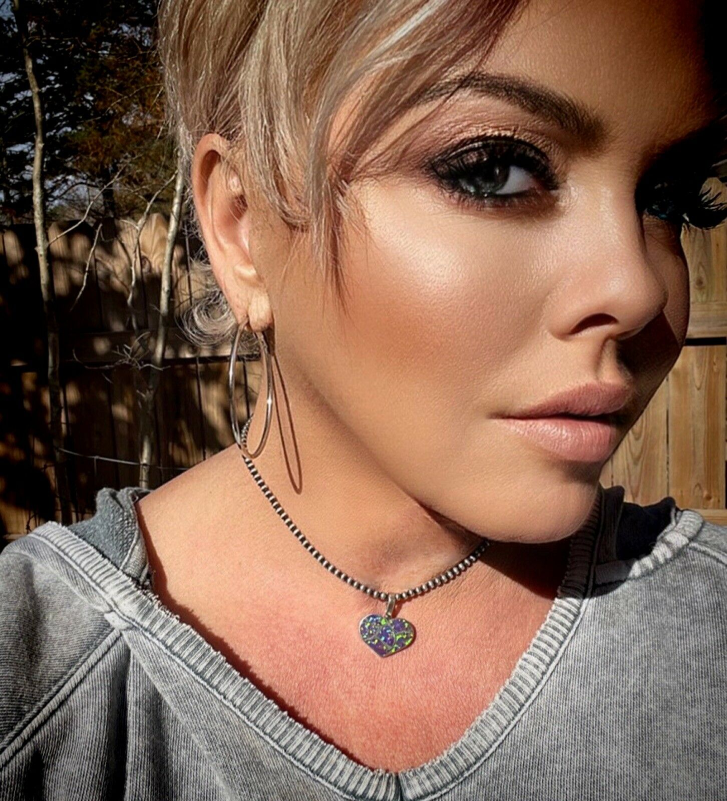 Handcrafted Iridescent White Opal & Sterling Silver Heart Pendant