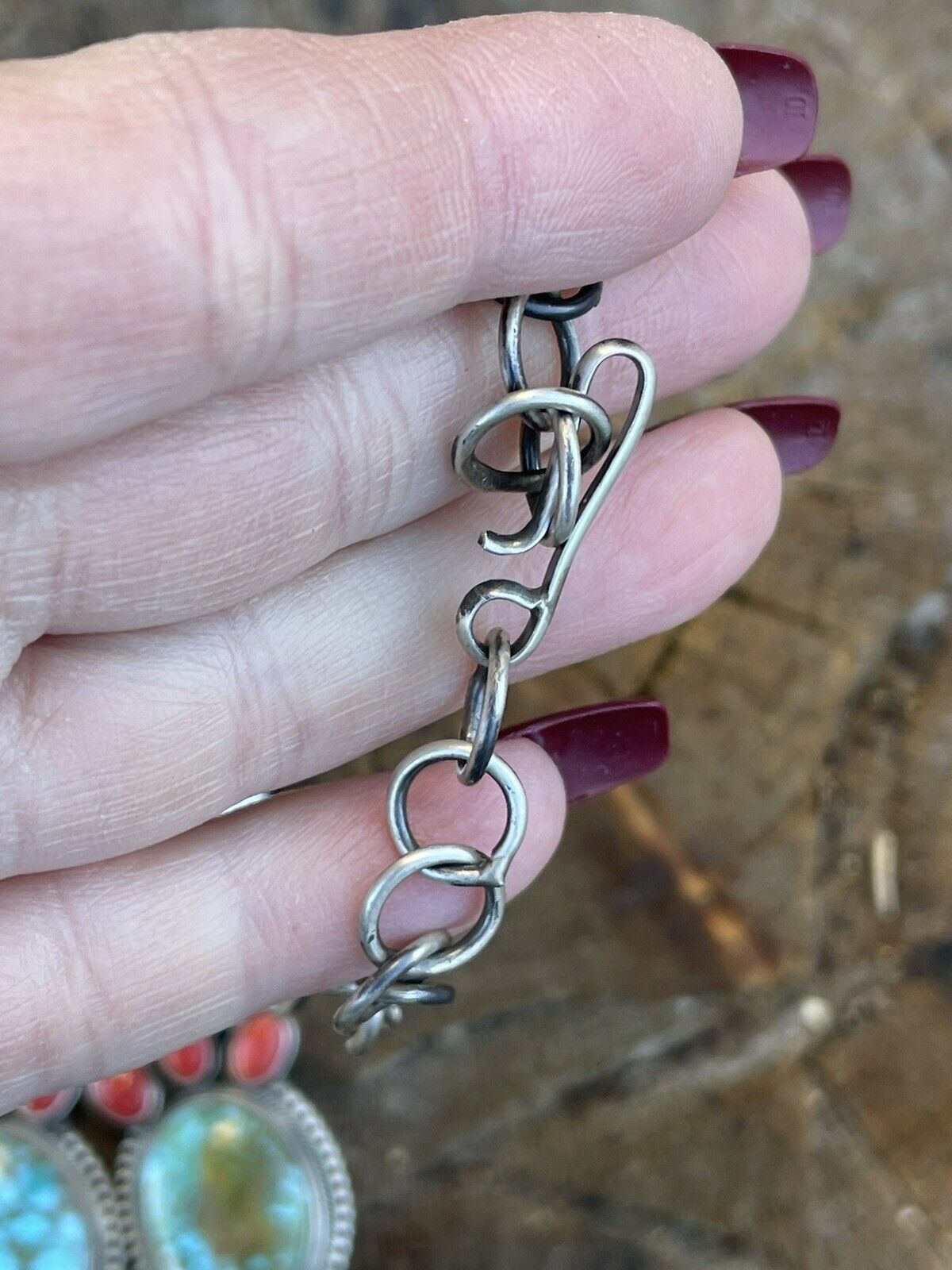 Handcrafted Sterling Kingman Turquoise Natural Red Coral Necklace Set Taos Collection