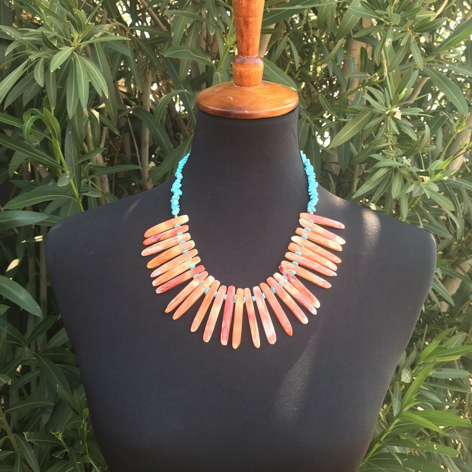 Handcrafted Sterling Turquoise Spiny Oyster Necklace