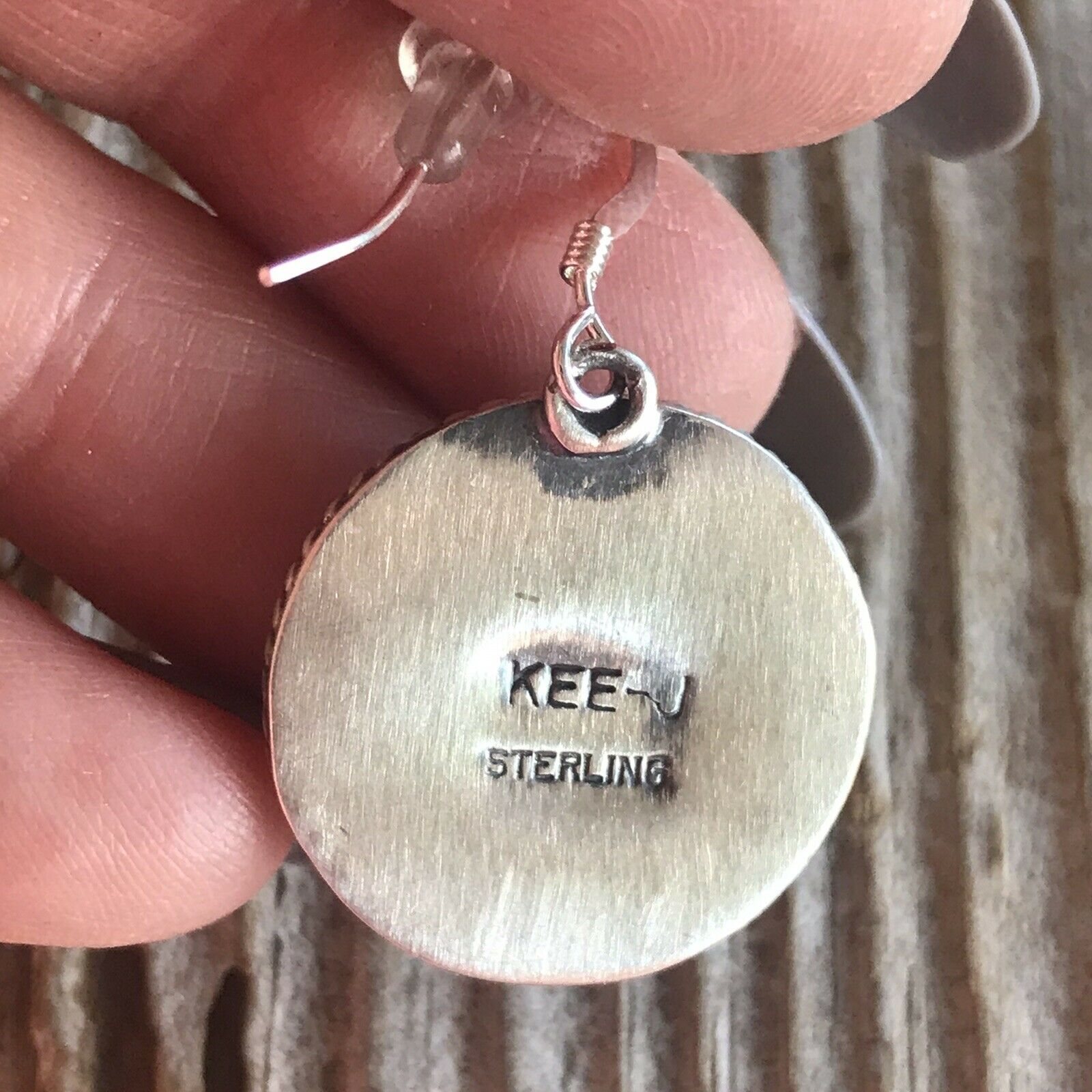 Handcrafted Kee- J Sterling Silver Turquoise Liberty Coin Dangle Earrings