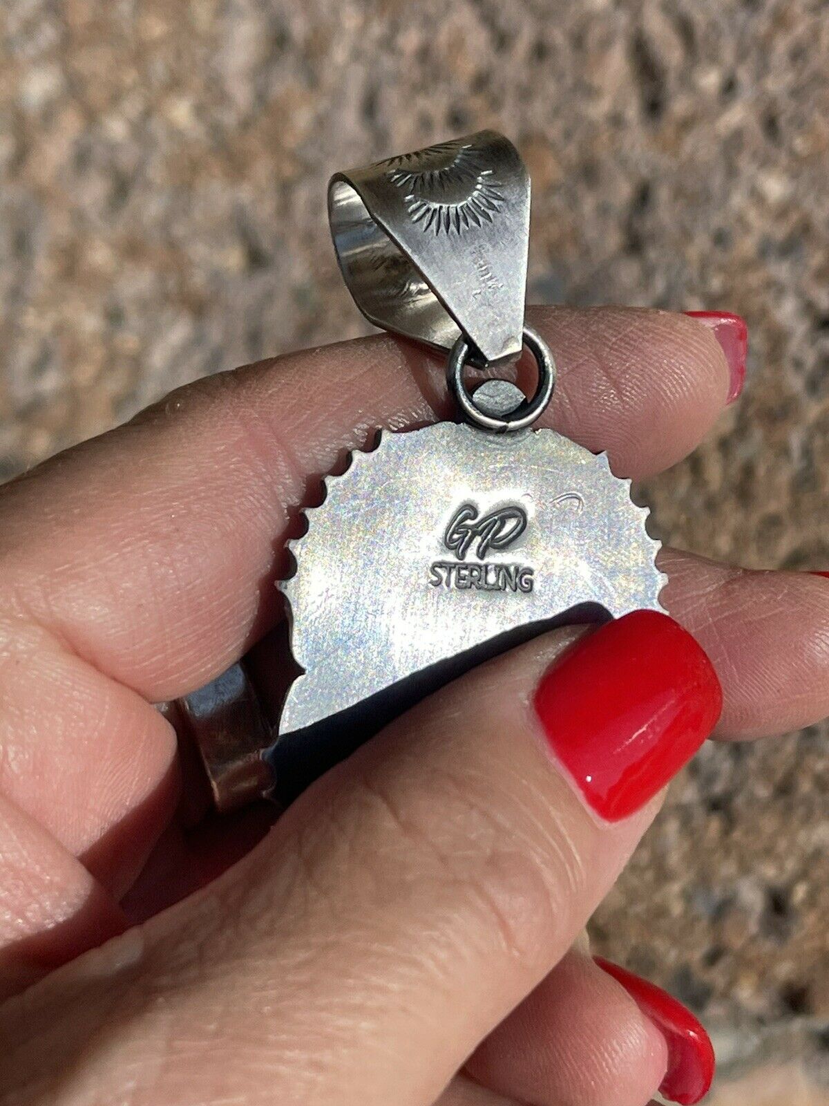 Handcrafted Number 8 Turquoise & Sterling Silver Elegant Pendant Signed