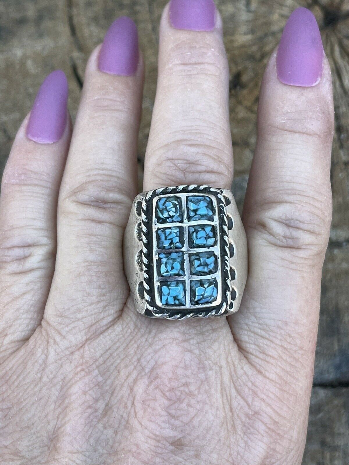 Handcrafted Unisex Turquoise Sterling Silver Statement Ring Sz 10.5