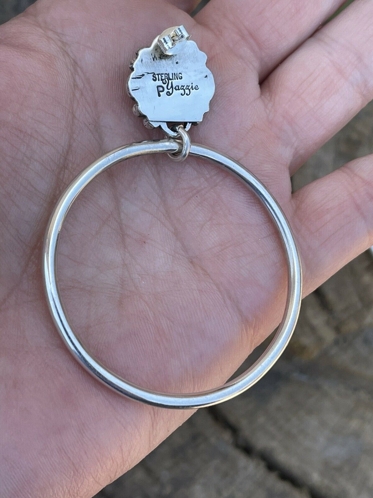 Handcrafted Turquoise & Sterling Silver Dangle Hoop Earrings