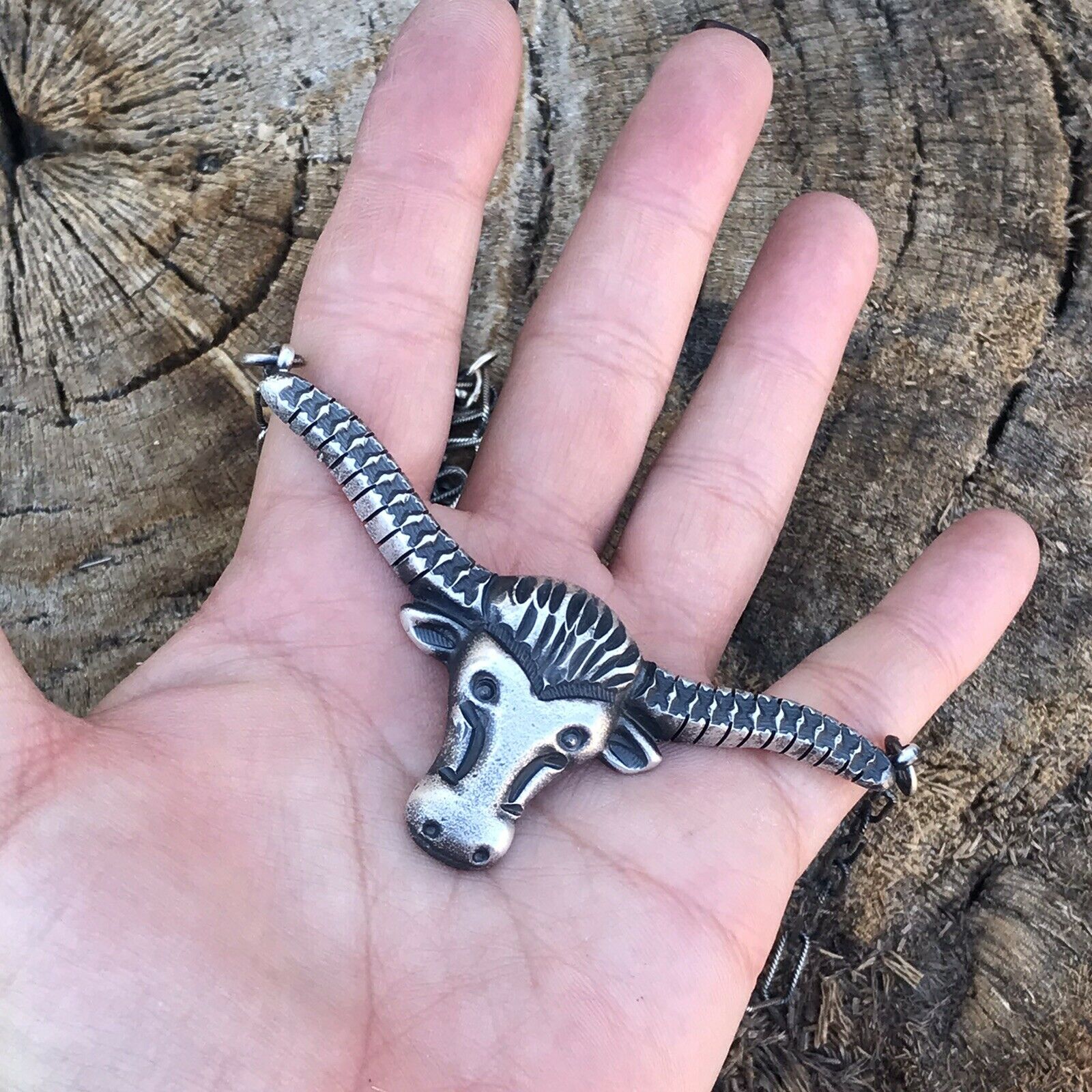 Handcrafted Sterling Silver Longhorn Statement Necklace By Artist Kevin Billah