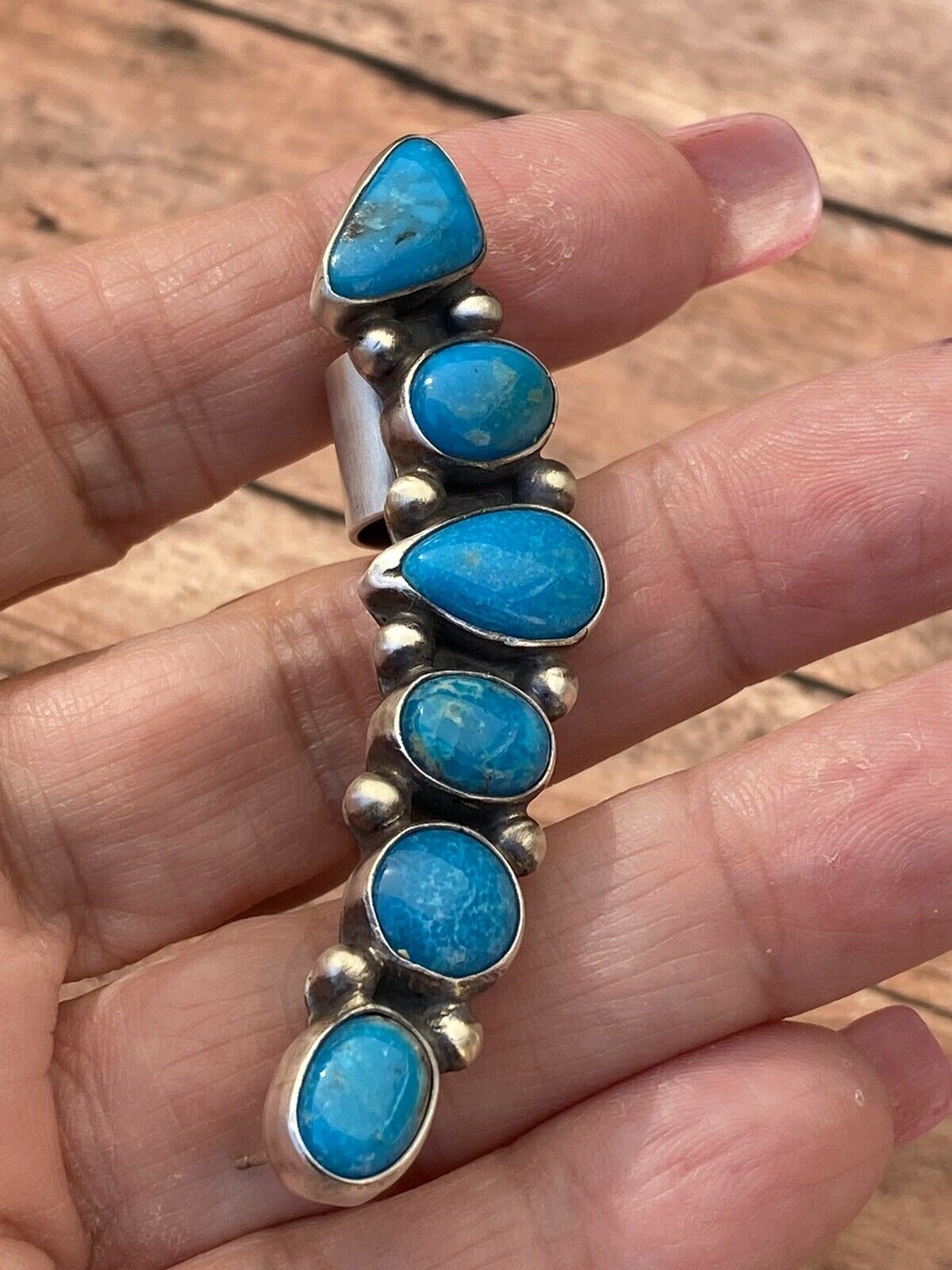 Handcrafted Sterling Silver & Turquoise Ear Cuff Signed