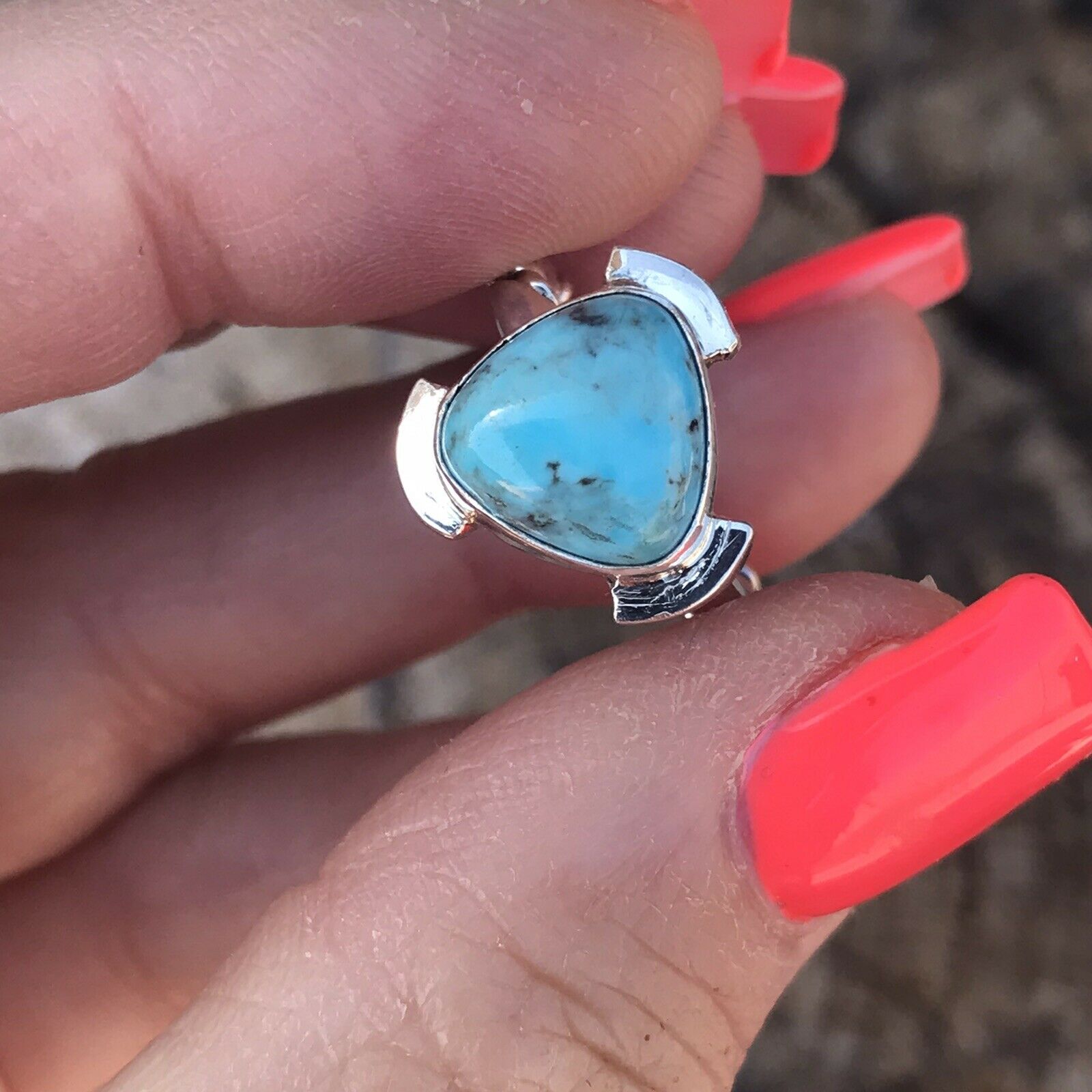 Handcrafted Sterling Silver Turquoise Triangle Ring