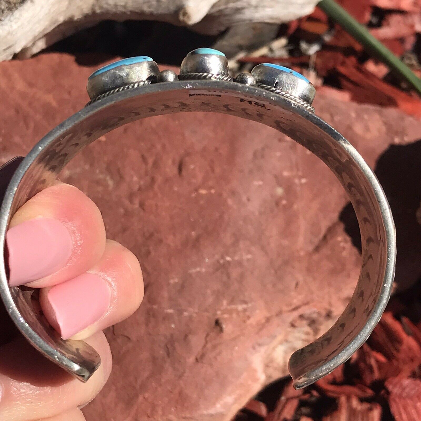 Handcrafted Golden Hill Turquoise & Sterling Silver Cuff /