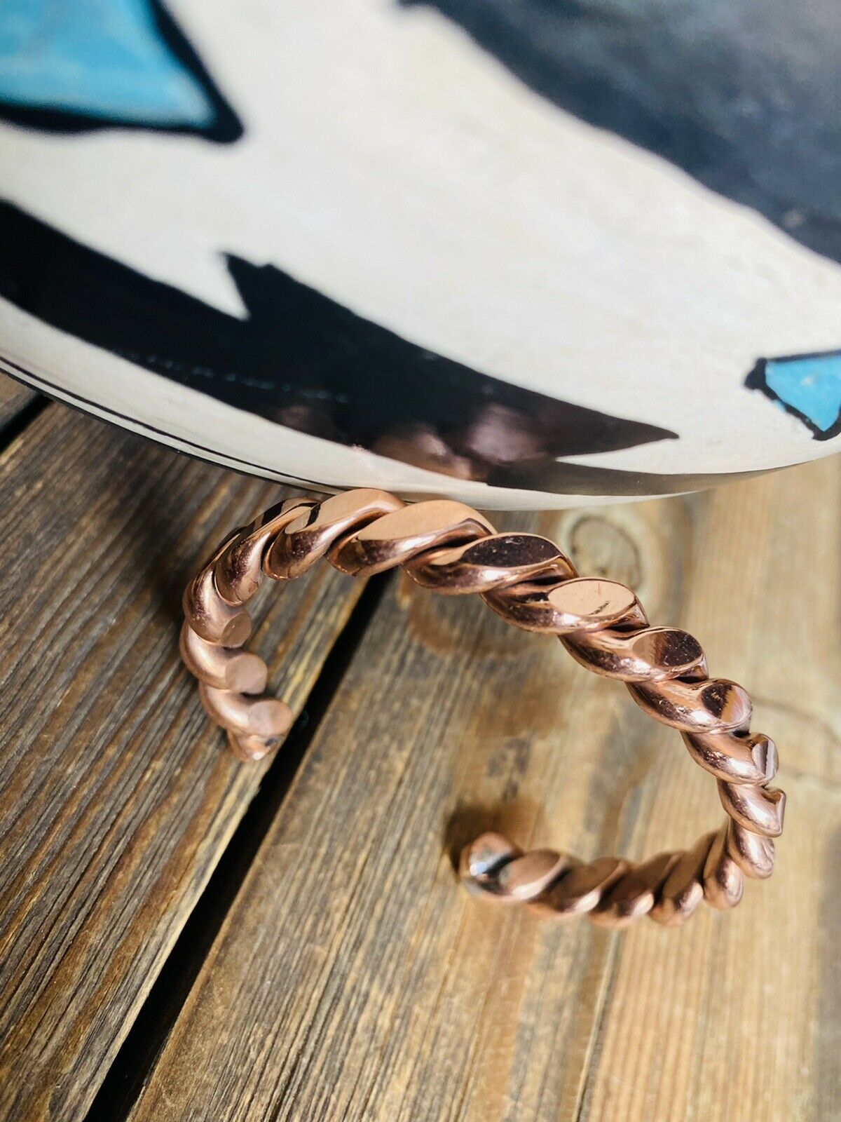 Handcrafted Copper Over Sterling Hand Twisted Cuff Bracelet