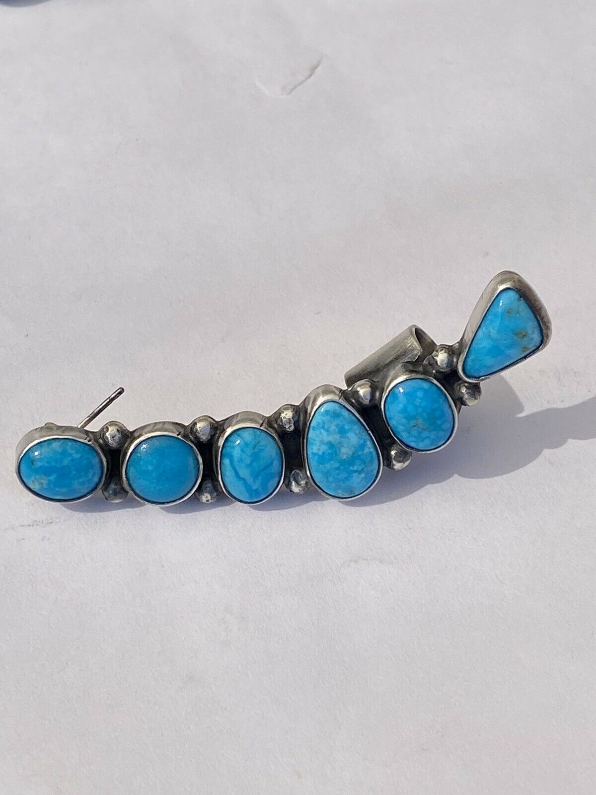 Handcrafted Sterling Silver & Turquoise Ear Cuff Signed