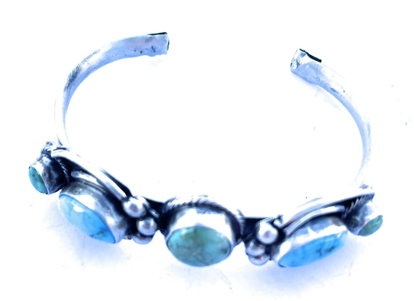 Navajo Sterling Sonoran Gold & Golden Hills Turquoise Cuff Bracelet Signed /