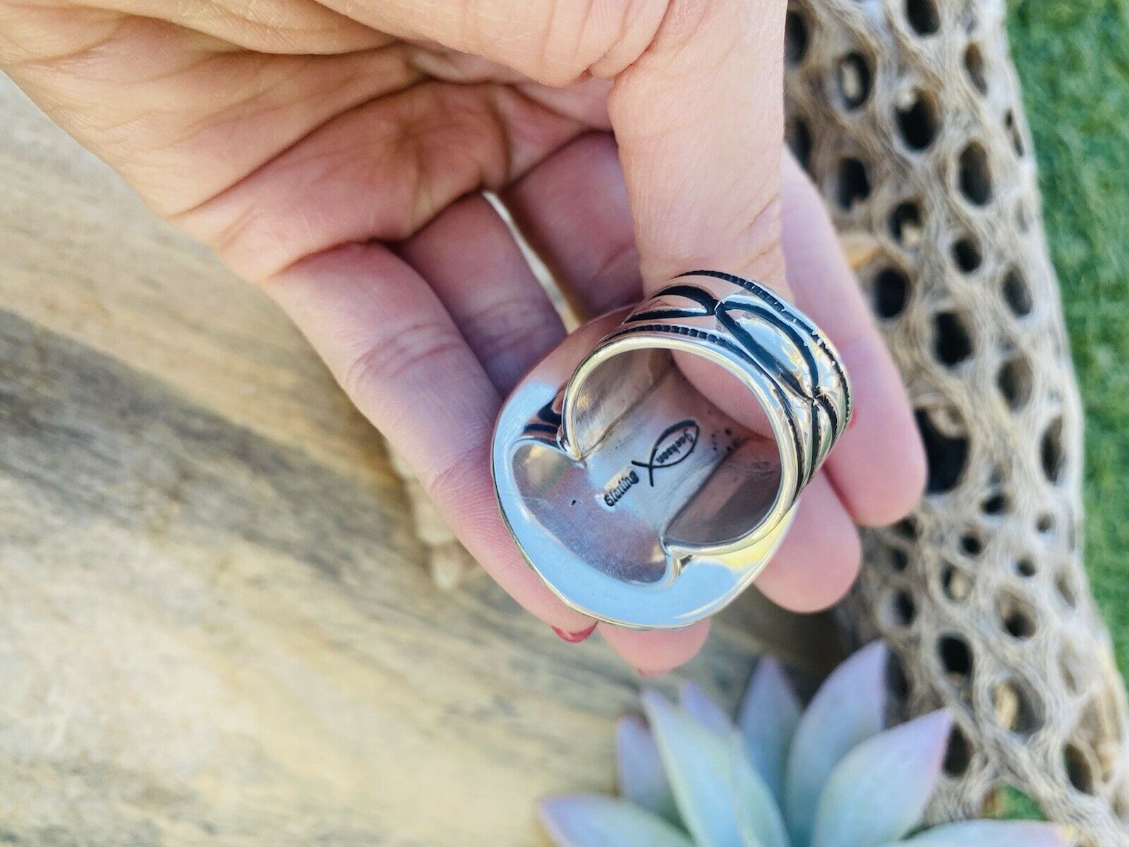 Handcrafted Royston Turquoise & Sterling Silver Ring Size 10