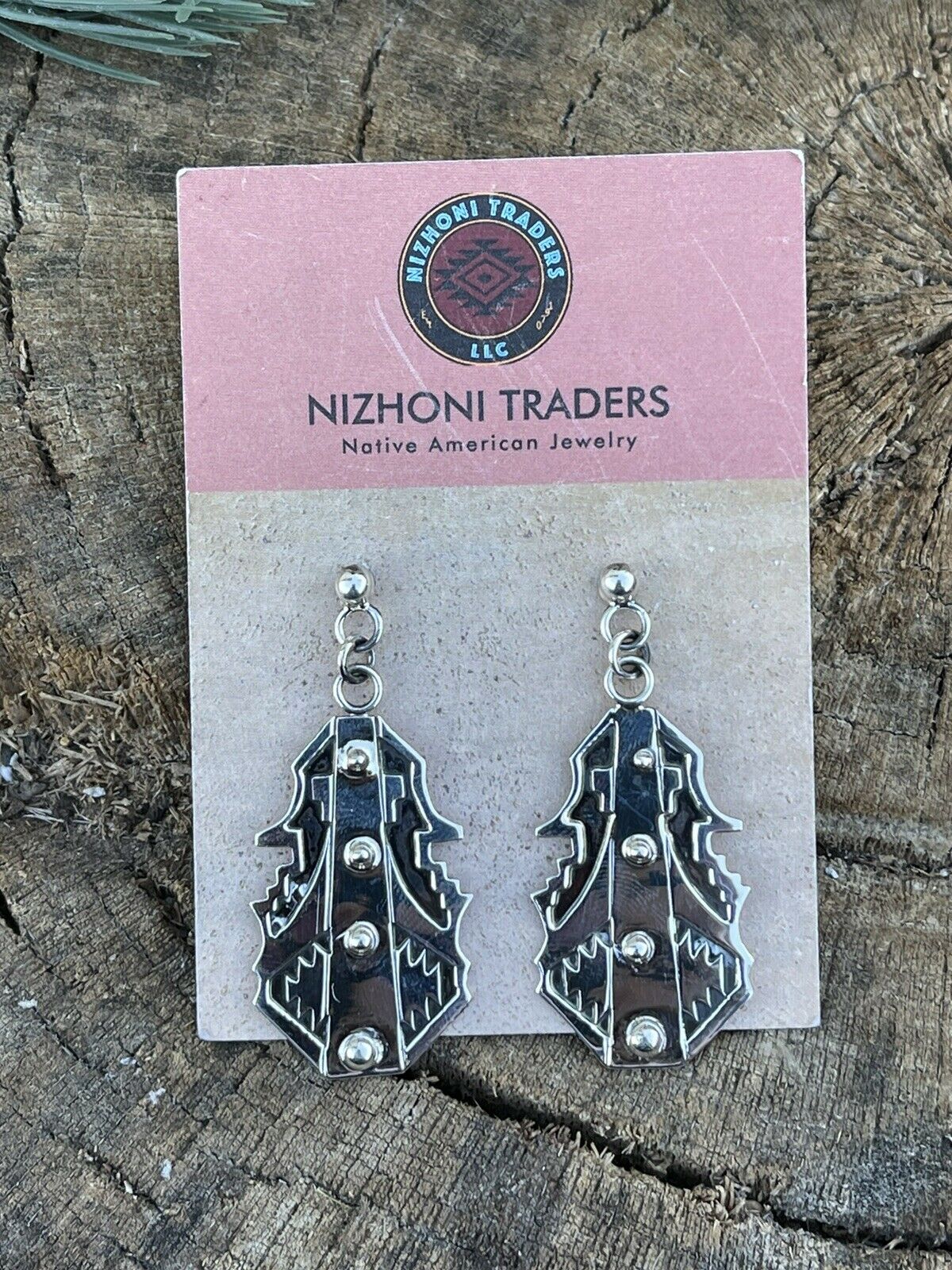 Handcrafted Sterling Silver Southwest Dangle Earrings Signed