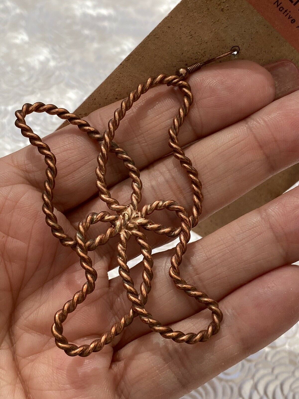 Handcrafted Copper Butterfly Twist Wire Dangle Earrings