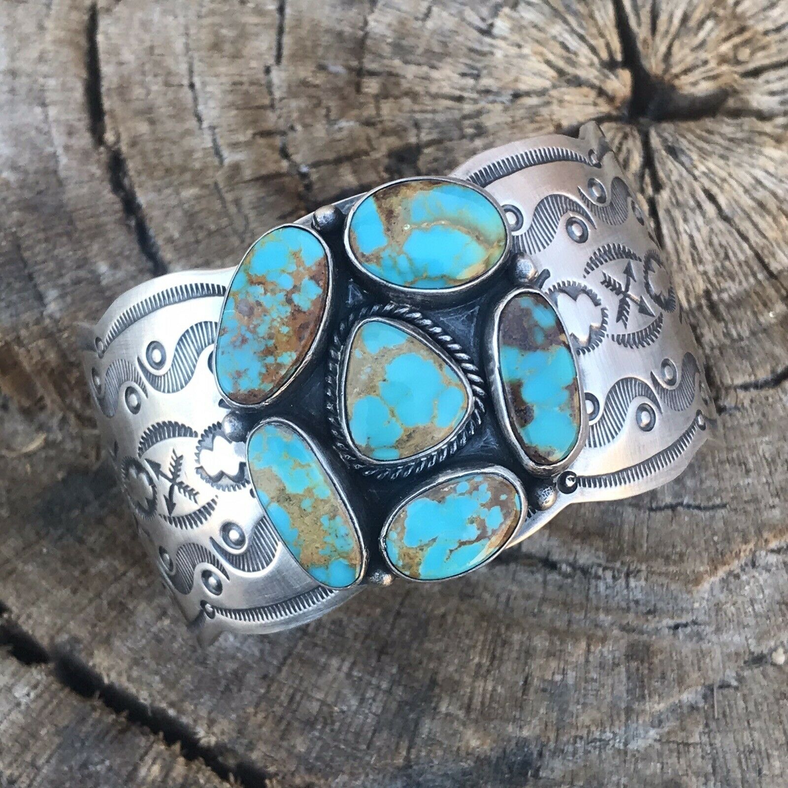 Handcrafted Sterling Silver Royston Turquoise Cuff Bracelet By Benson Shorty /