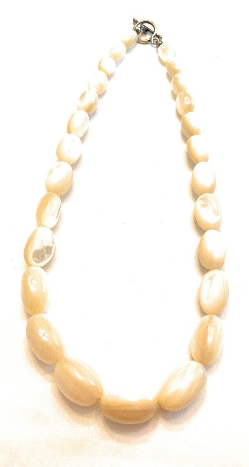 Handcrafted Mother Of Pearl & Sterling Silver Beaded Necklace