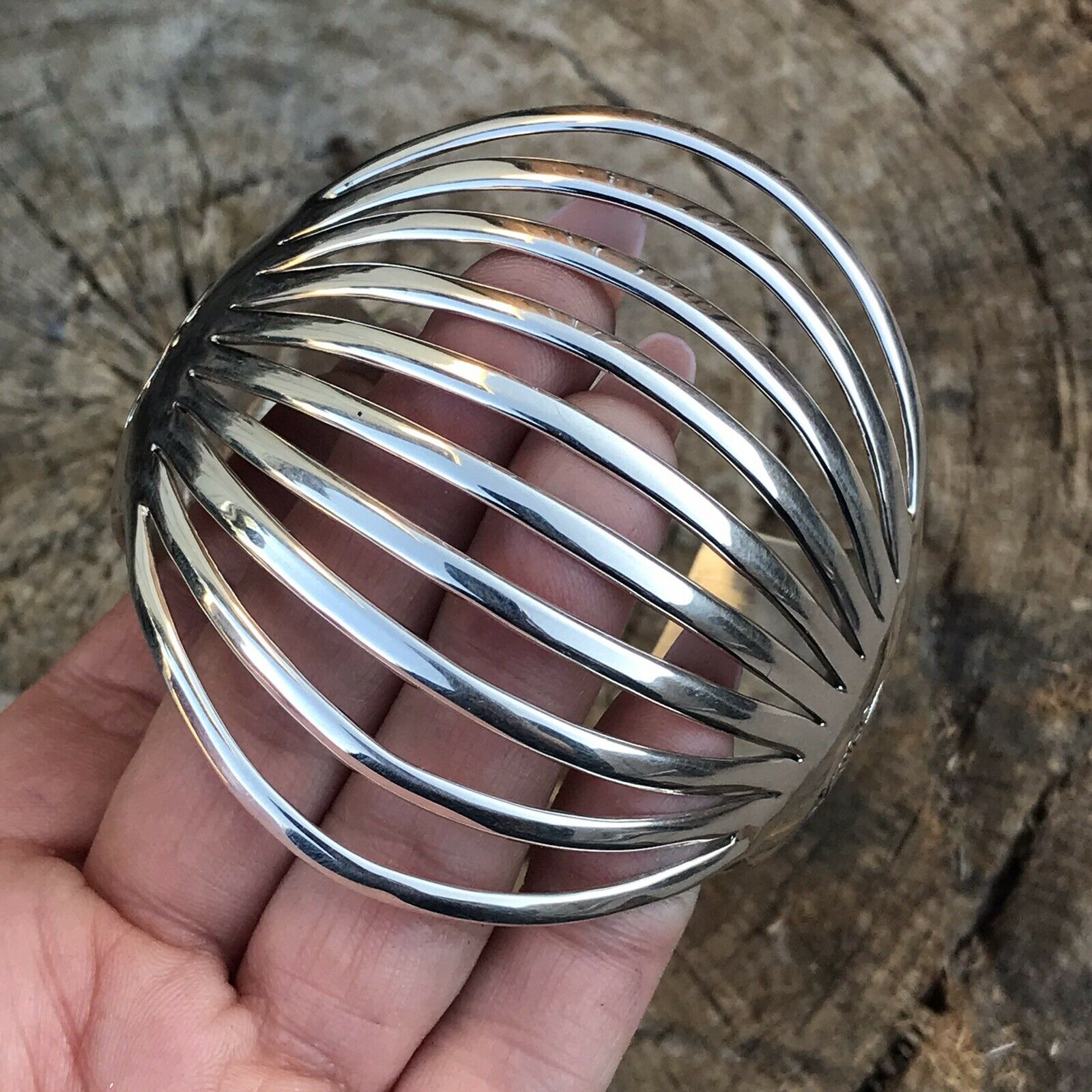 Handcrafted Sterling Silver Hand Stamped Bracelet Cuff Signed GS